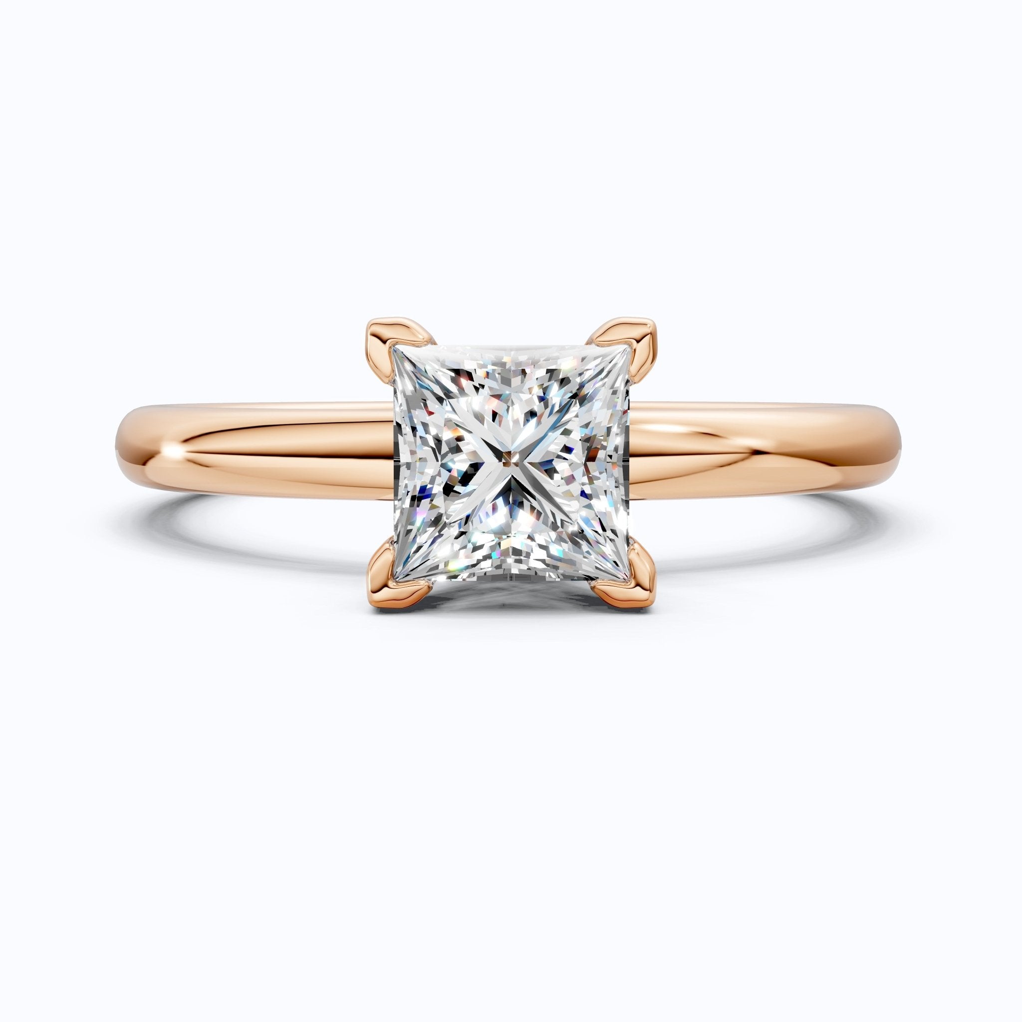 Timeless Princess Four - Prong Solitaire Engagement Ring in 14K Solid Gold, 0.70 CT Princess Cut Lab Grown Diamond, Anniversary Gift for Her, Bridal Jewelry - Shoora Designs