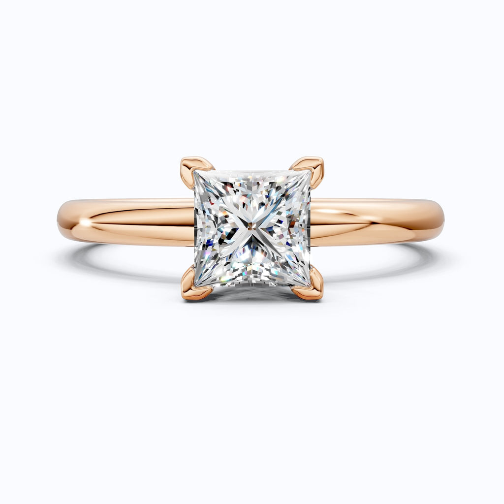 Timeless Princess Four - Prong Solitaire Engagement Ring in 14K Solid Gold, 0.70 CT Princess Cut Lab Grown Diamond, Anniversary Gift for Her, Bridal Jewelry - Shoora Designs