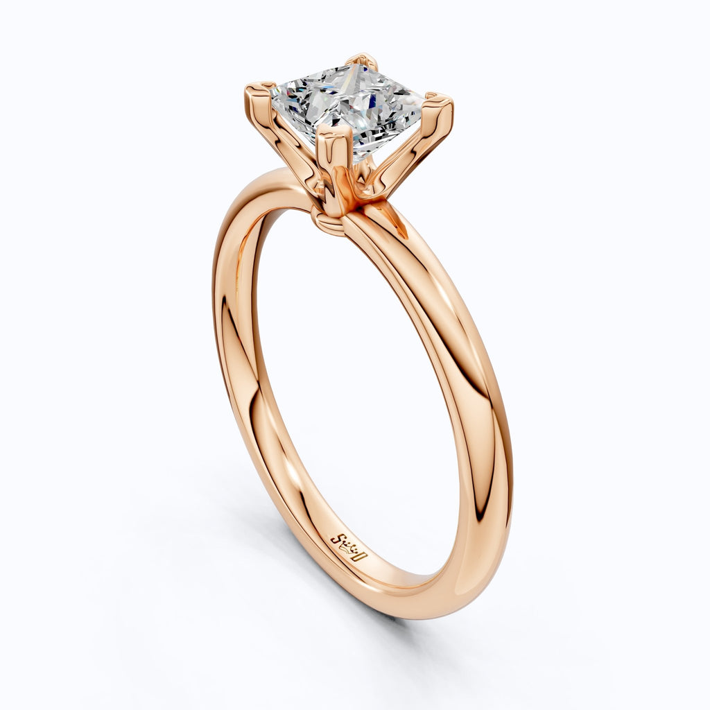 Timeless Princess Four - Prong Solitaire Engagement Ring in 14K Solid Gold, 0.70 CT Princess Cut Lab Grown Diamond, Anniversary Gift for Her, Bridal Jewelry - Shoora Designs
