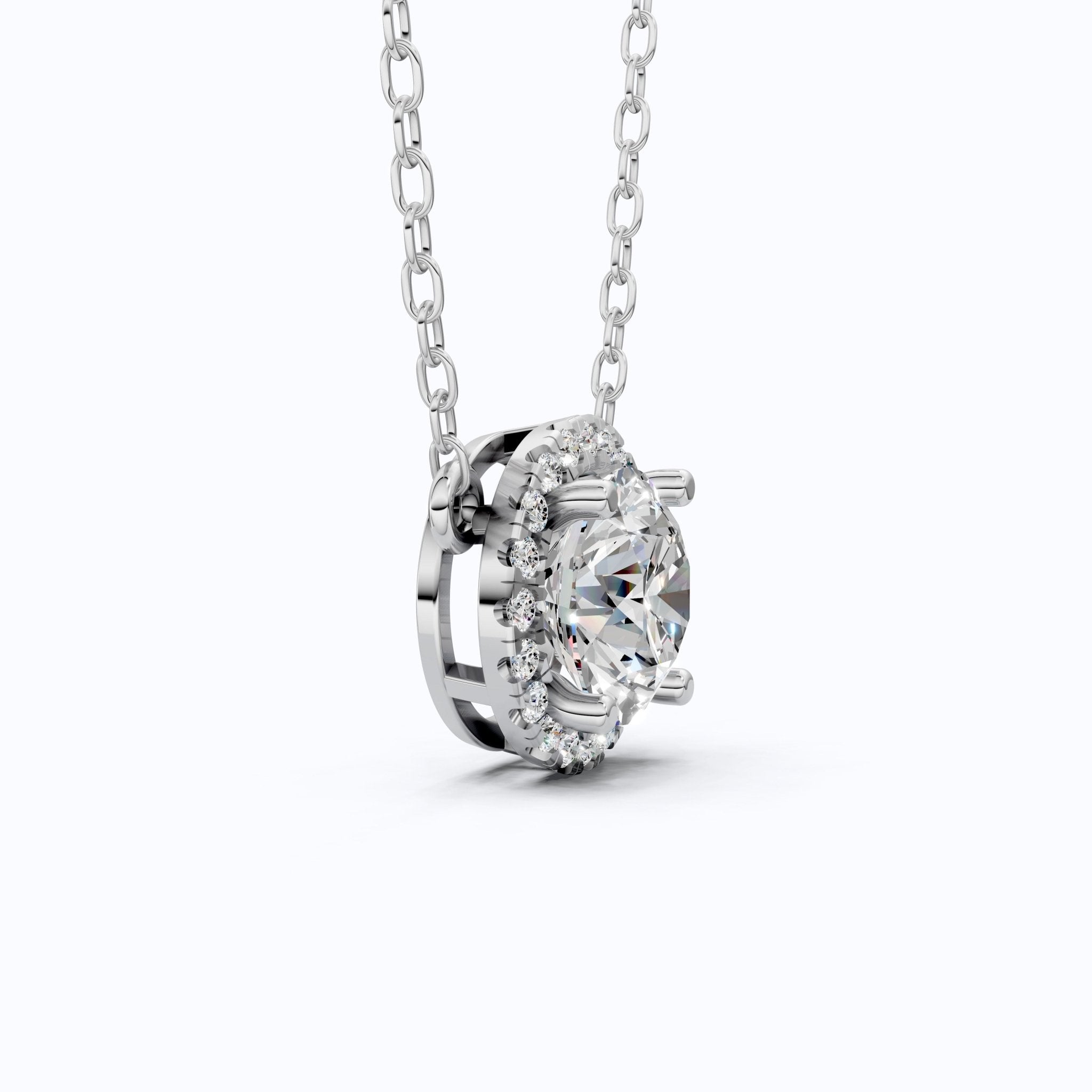 Timeless Round Halo Pendant Necklace in 14K Solid Gold, 2.00 CT Round Cut Lab Diamond, Bridal Jewelry, Anniversary Gift for Her - Shoora Designs