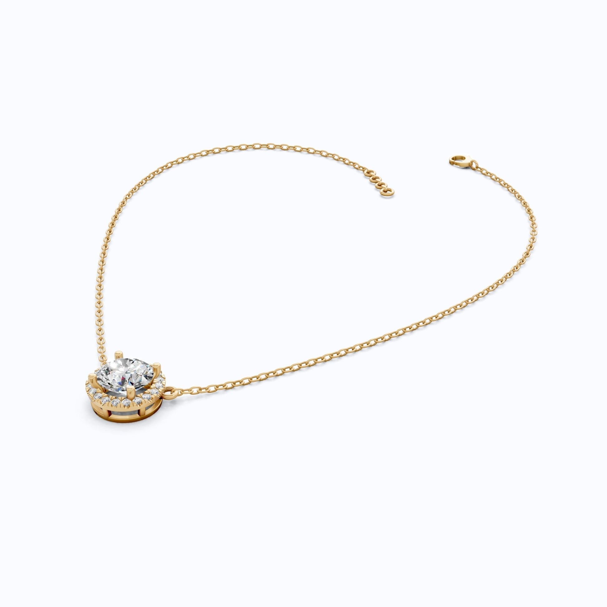 Timeless Round Halo Pendant Necklace in 14K Solid Gold, 2.00 CT Round Cut Lab Diamond, Bridal Jewelry, Anniversary Gift for Her - Shoora Designs