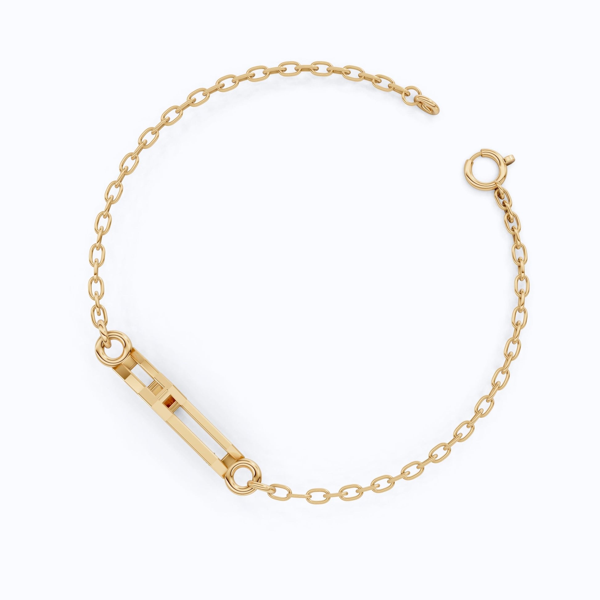 Tiny Angular Cross Center Chain Bracelet in 14K Solid Gold, 0.15 TCW Round Cut Lab Created diamonds, Everyday Jewelry, Anniversary Gift for Her - Shoora Designs