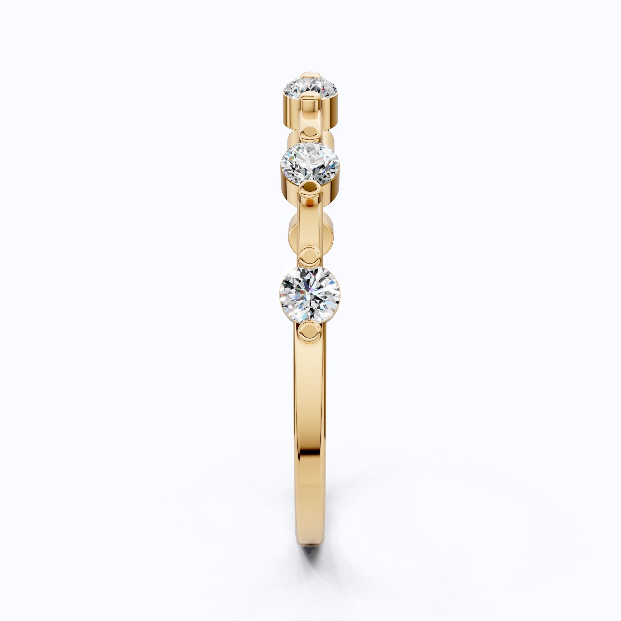 Tiny Dot Diamond Stacker Band in 14K Yellow Gold, 0.18 TCW Round Cut Lab Created Diamonds, Promise Ring, Gift For Her, Christmas Gift - Shoora Designs