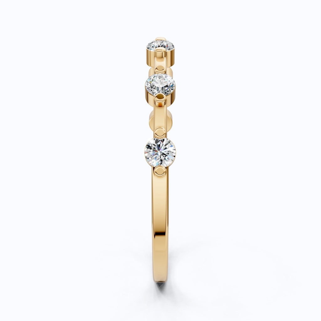 Tiny Dot Diamond Stacker Band in 14K Yellow Gold, 0.18 TCW Round Cut Lab Created Diamonds, Promise Ring, Gift For Her, Christmas Gift - Shoora Designs