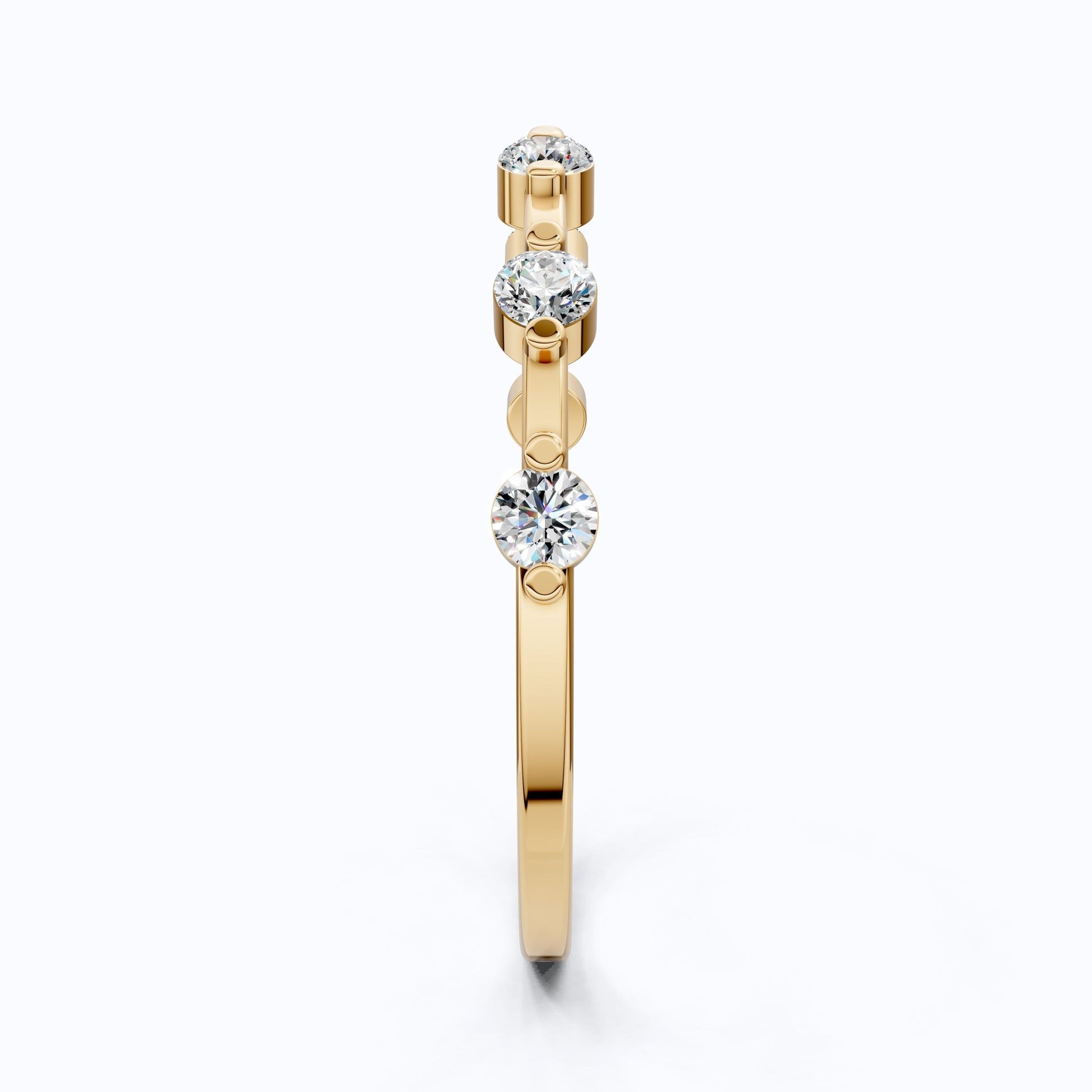 Tiny Dot Diamond Stacker Band in 14K Yellow Gold, 0.18 TCW Round Cut Lab Created Diamonds, Promise Ring, Gift For Her, Christmas Gift - Shoora Designs