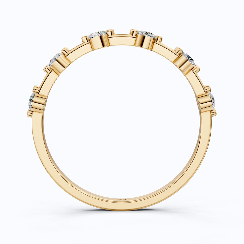 Tiny Dot Diamond Stacker Band in 14K Yellow Gold, 0.18 TCW Round Cut Lab Created Diamonds, Promise Ring, Gift For Her, Christmas Gift - Shoora Designs