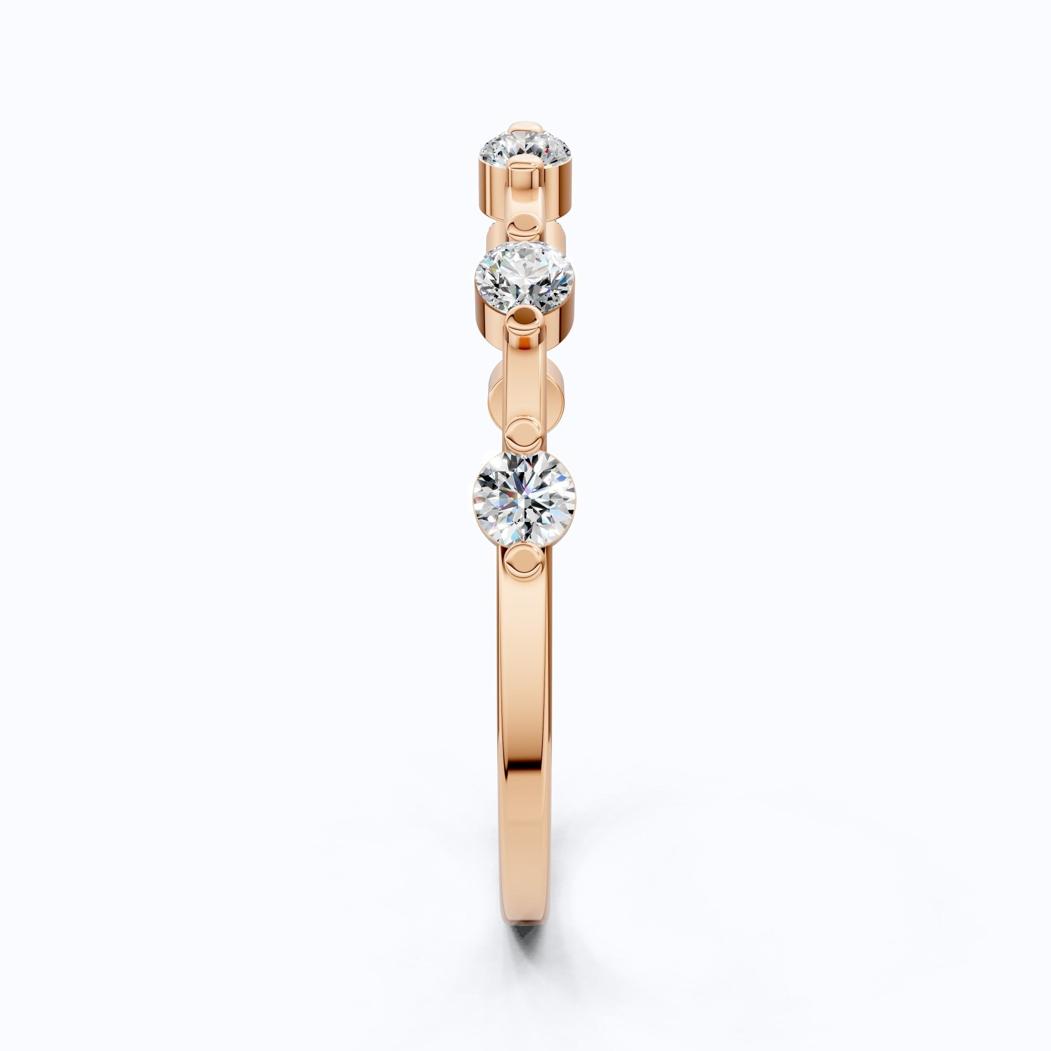 Tiny Dot Diamond Stacker Band in 14K Yellow Gold, 0.18 TCW Round Cut Lab Created Diamonds, Promise Ring, Gift For Her, Christmas Gift - Shoora Designs