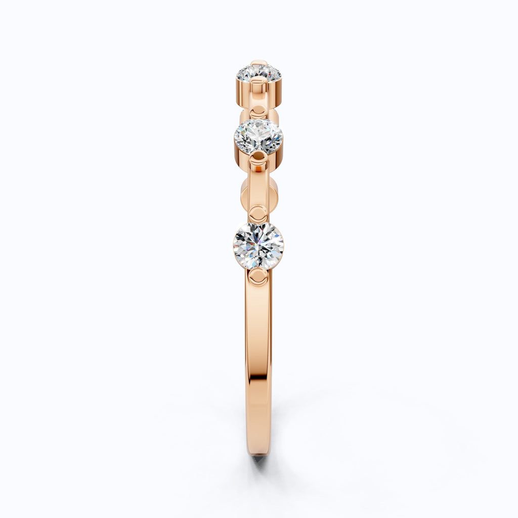 Tiny Dot Diamond Stacker Band in 14K Yellow Gold, 0.18 TCW Round Cut Lab Created Diamonds, Promise Ring, Gift For Her, Christmas Gift - Shoora Designs