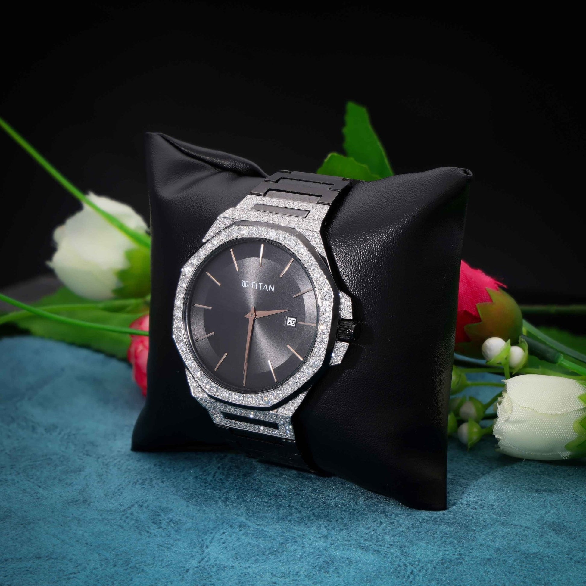 Titan Customised Watch, Stainless Steel Strap Bracelet for Men, Fine Jewelry, Diamond Watch For Brother - Shoora Designs