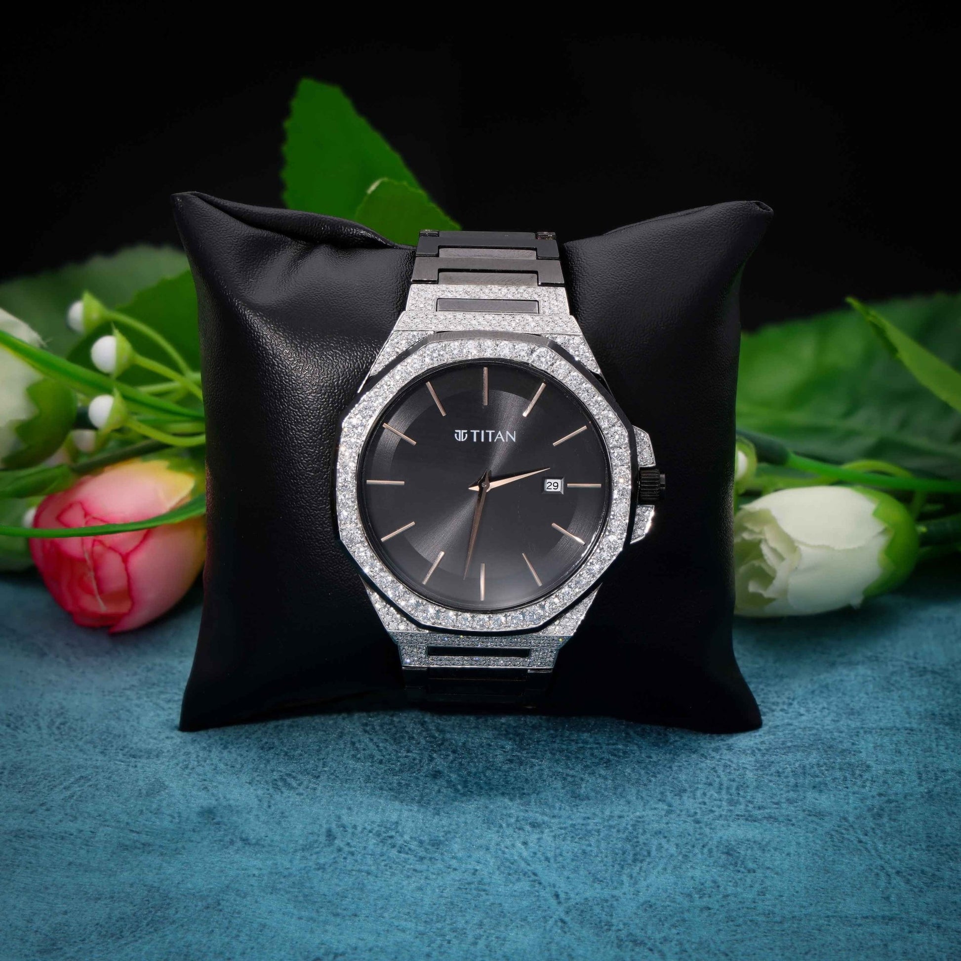 Titan Customised Watch, Stainless Steel Strap Bracelet for Men, Fine Jewelry, Diamond Watch For Brother - Shoora Designs