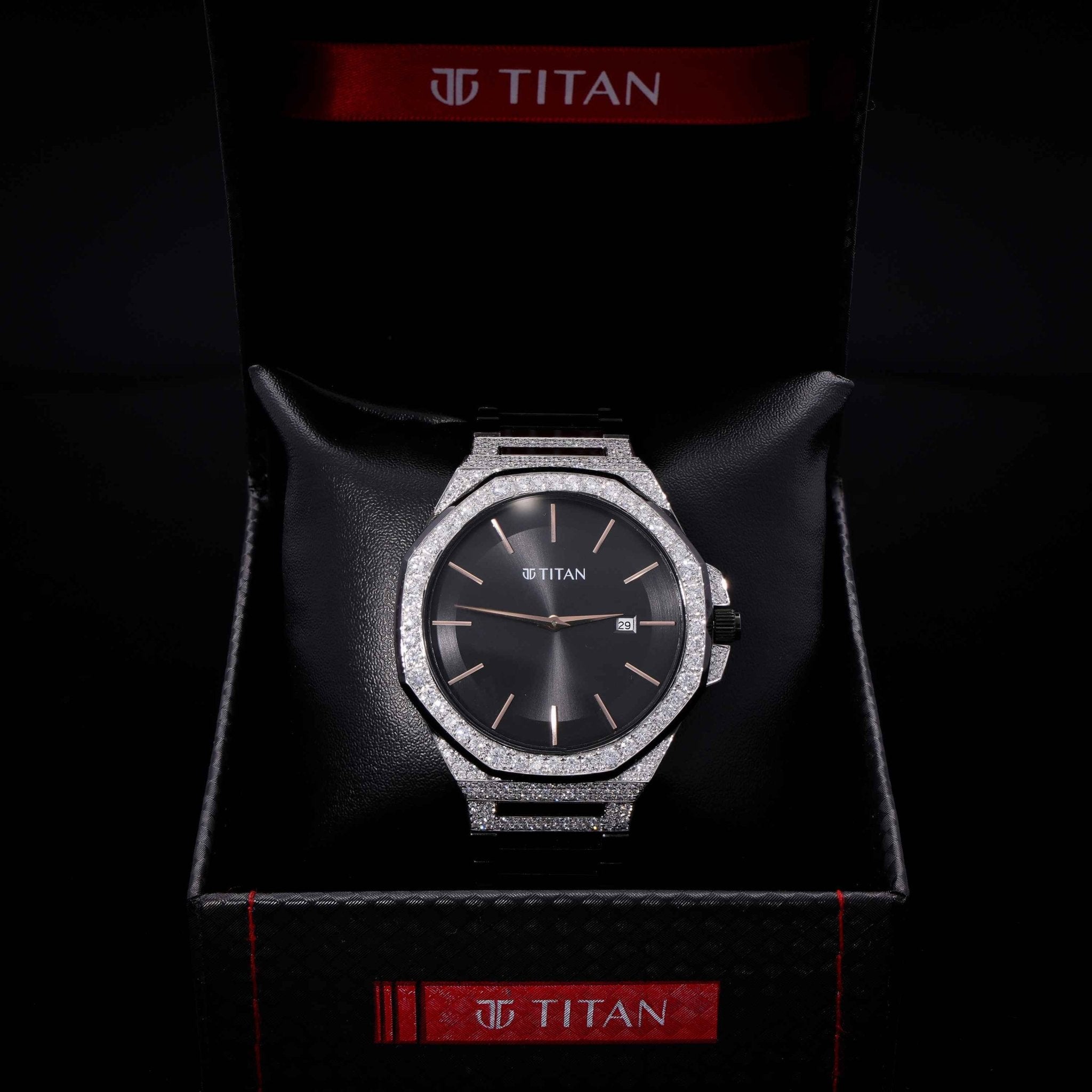 Titan Customised Watch, Stainless Steel Strap Bracelet for Men, Fine Jewelry, Diamond Watch For Brother - Shoora Designs