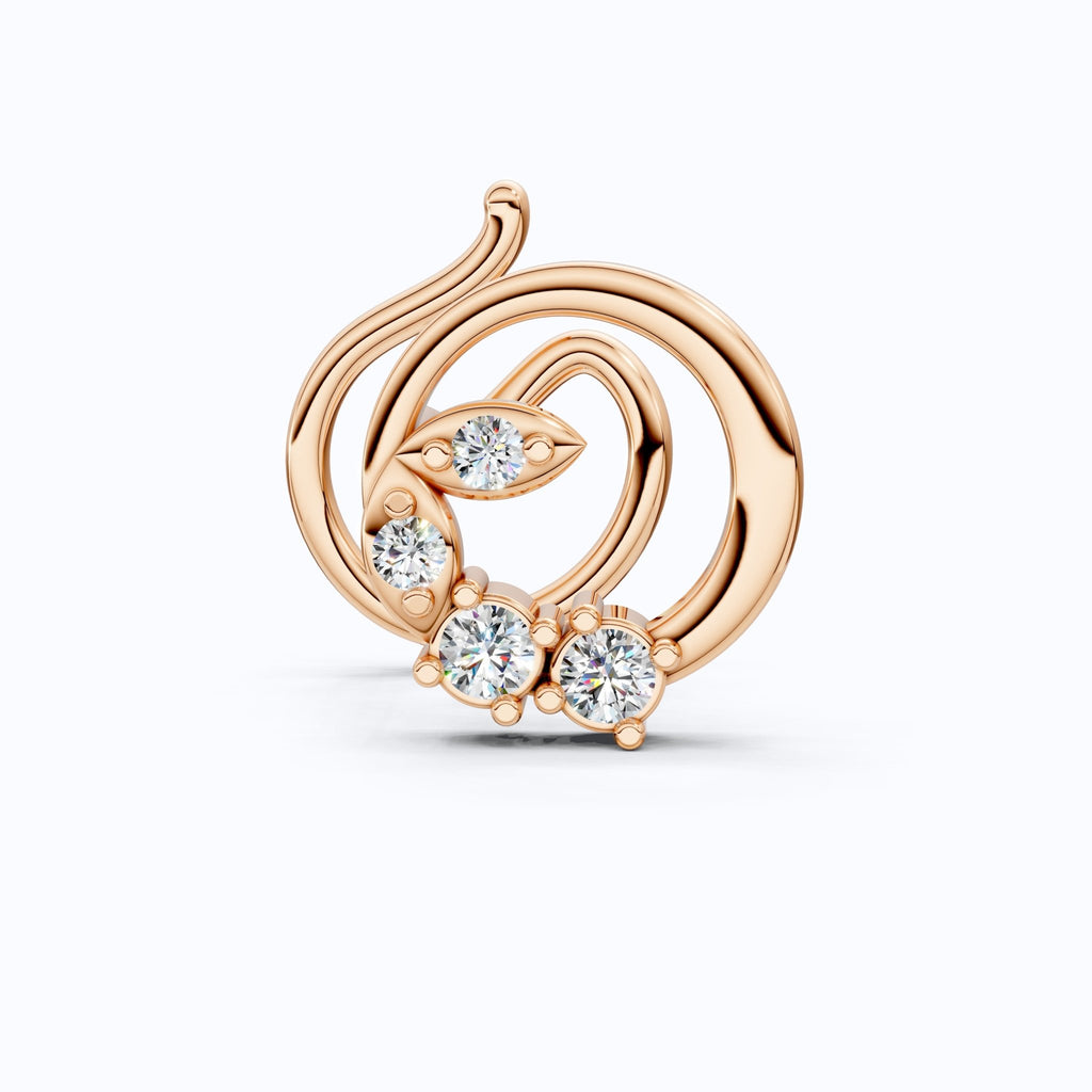Trendy Spiral Floral Nose Pin in 14K Solid Gold, Handmade Gift for Her, Bridal Accessories, Trending Wedding Gift for Her - Shoora Designs