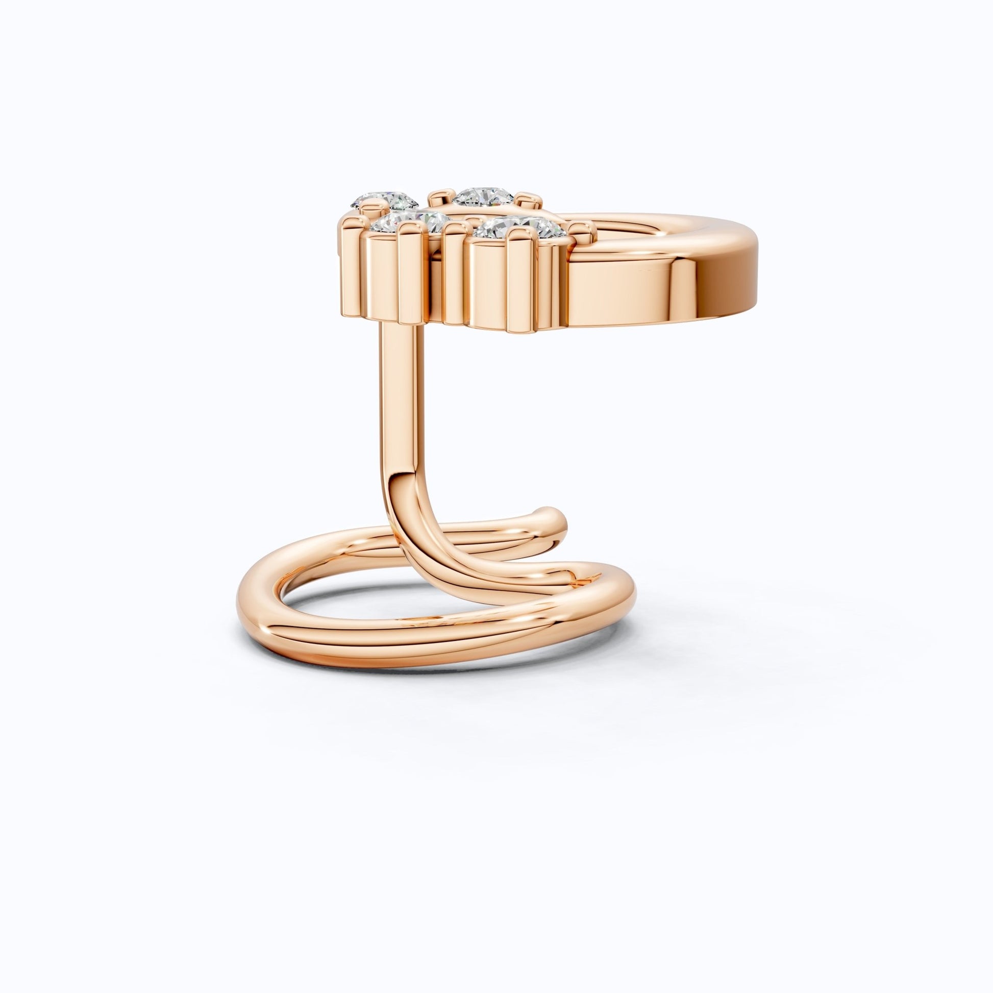 Trendy Spiral Floral Nose Pin in 14K Solid Gold, Handmade Gift for Her, Bridal Accessories, Trending Wedding Gift for Her - Shoora Designs