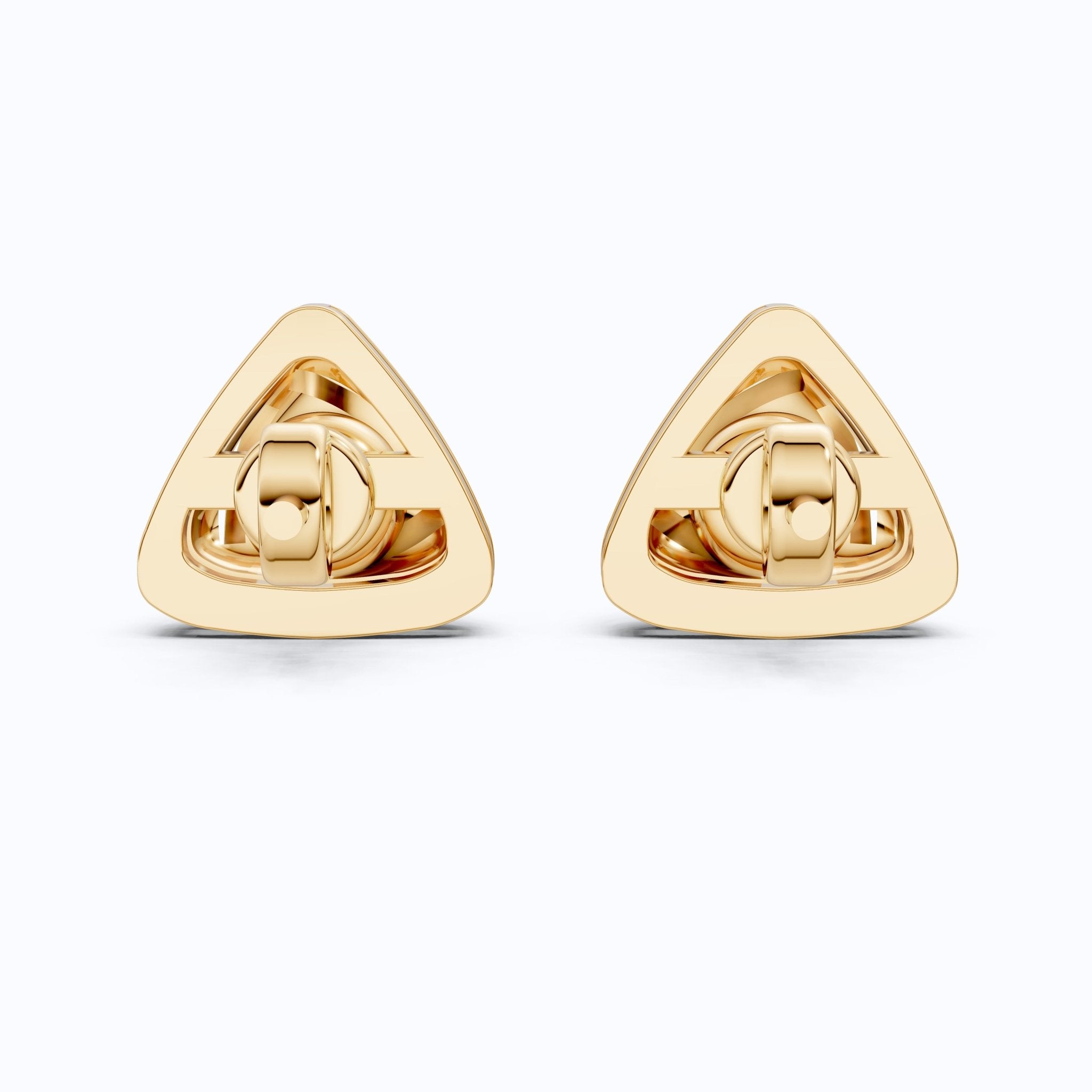 Trillion Frame Round Solitaire Stud Earrings in 14k Solid Gold, 1.00 TCW Round Cut Lab Created Diamonds, Unique Studs Gift for Wife, Everyday Earrings - Shoora Designs