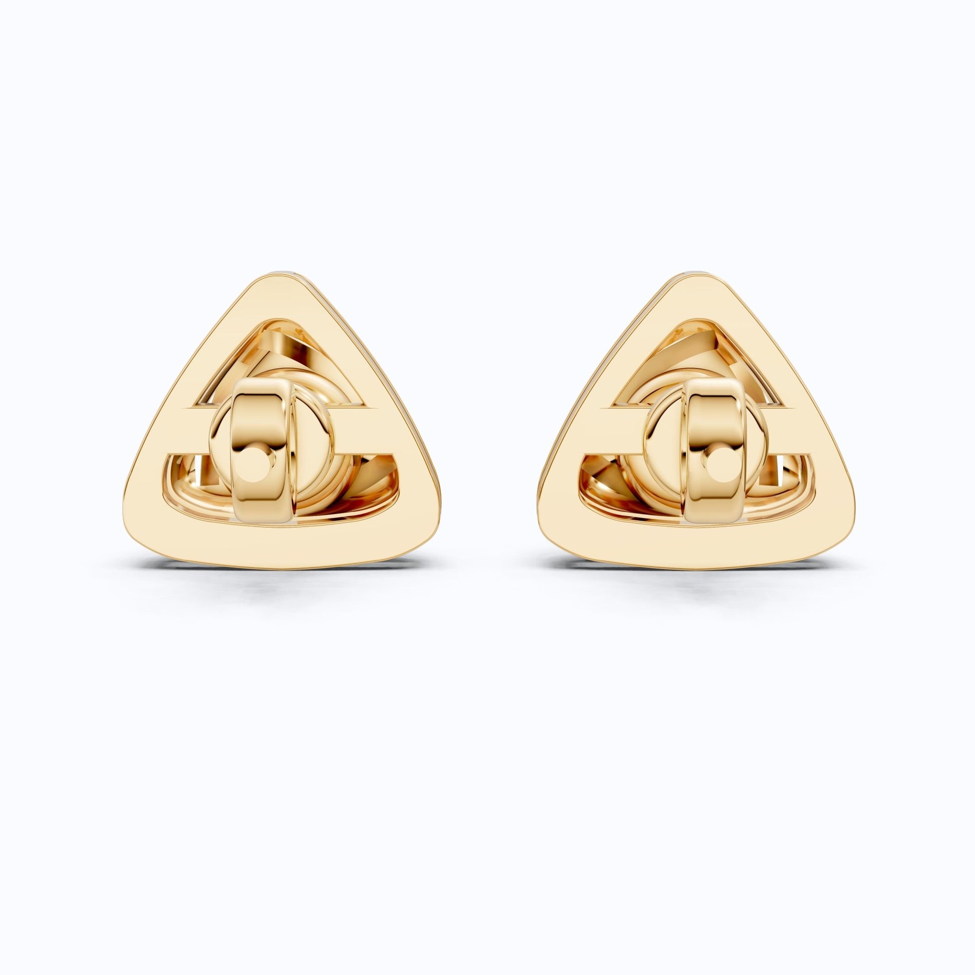 Trillion Frame Round Solitaire Stud Earrings in 14k Solid Gold, 1.00 TCW Round Cut Lab Created Diamonds, Unique Studs Gift for Wife, Everyday Earrings - Shoora Designs