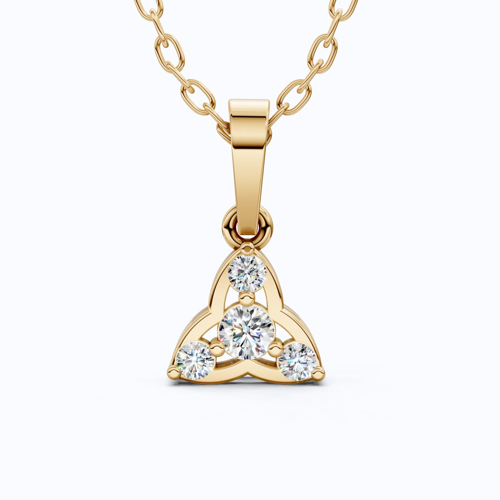 Trinity Knot Celtic Everyday Pendant with Lab Diamond in 14k Solid Gold, Anniversary Gift for Her, Everyday Jewelry, Unique Charm Pendant - Shoora Designs
