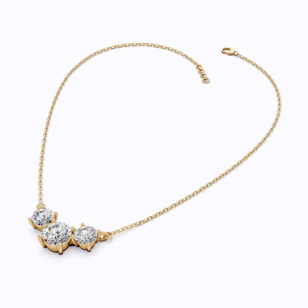 Trio Prong Set Wedding Pendant in 14k Solid Gold, 3.38 TCW Round Cut Lab Created Diamonds, Dainty Jewelry Gift, Daily Wear Pendant For Women - Shoora Designs