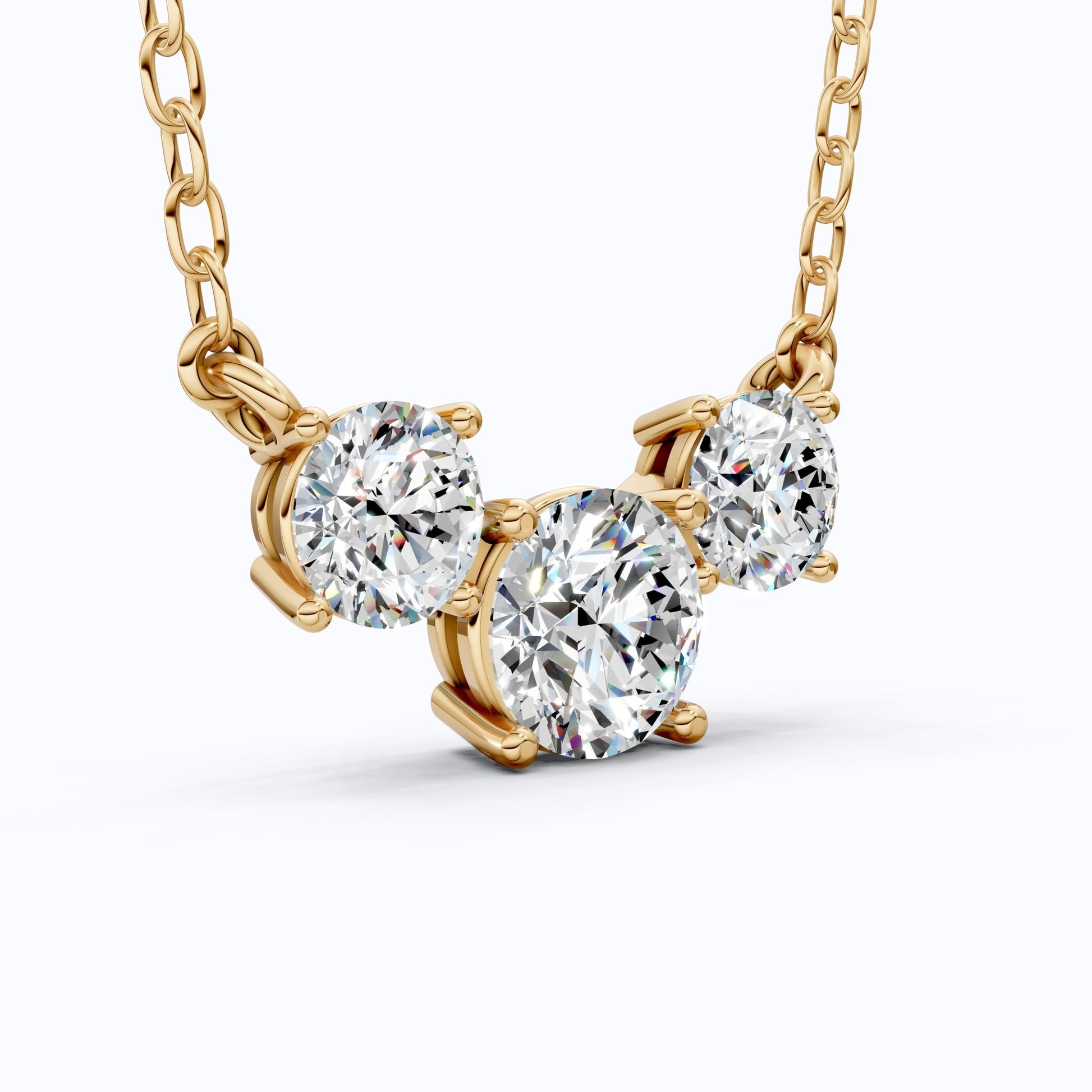 Trio Prong Set Wedding Pendant in 14k Solid Gold, 3.38 TCW Round Cut Lab Created Diamonds, Dainty Jewelry Gift, Daily Wear Pendant For Women - Shoora Designs