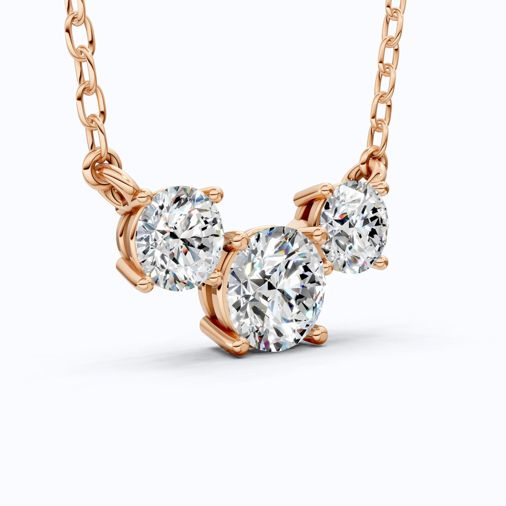 Trio Prong Set Wedding Pendant in 14k Solid Gold, 3.38 TCW Round Cut Lab Created Diamonds, Dainty Jewelry Gift, Daily Wear Pendant For Women - Shoora Designs