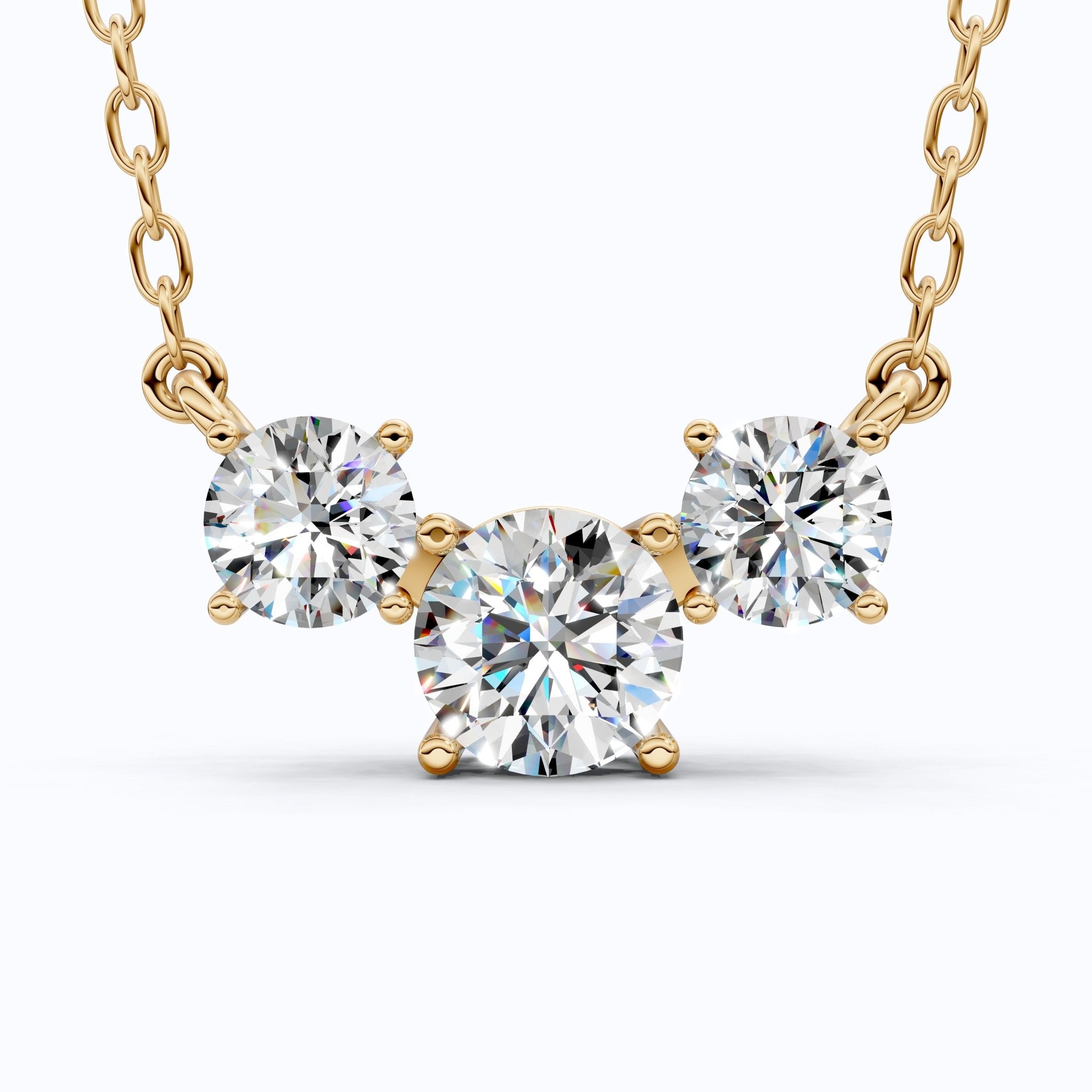 Trio Prong Set Wedding Pendant in 14k Solid Gold, 3.38 TCW Round Cut Lab Created Diamonds, Dainty Jewelry Gift, Daily Wear Pendant For Women - Shoora Designs