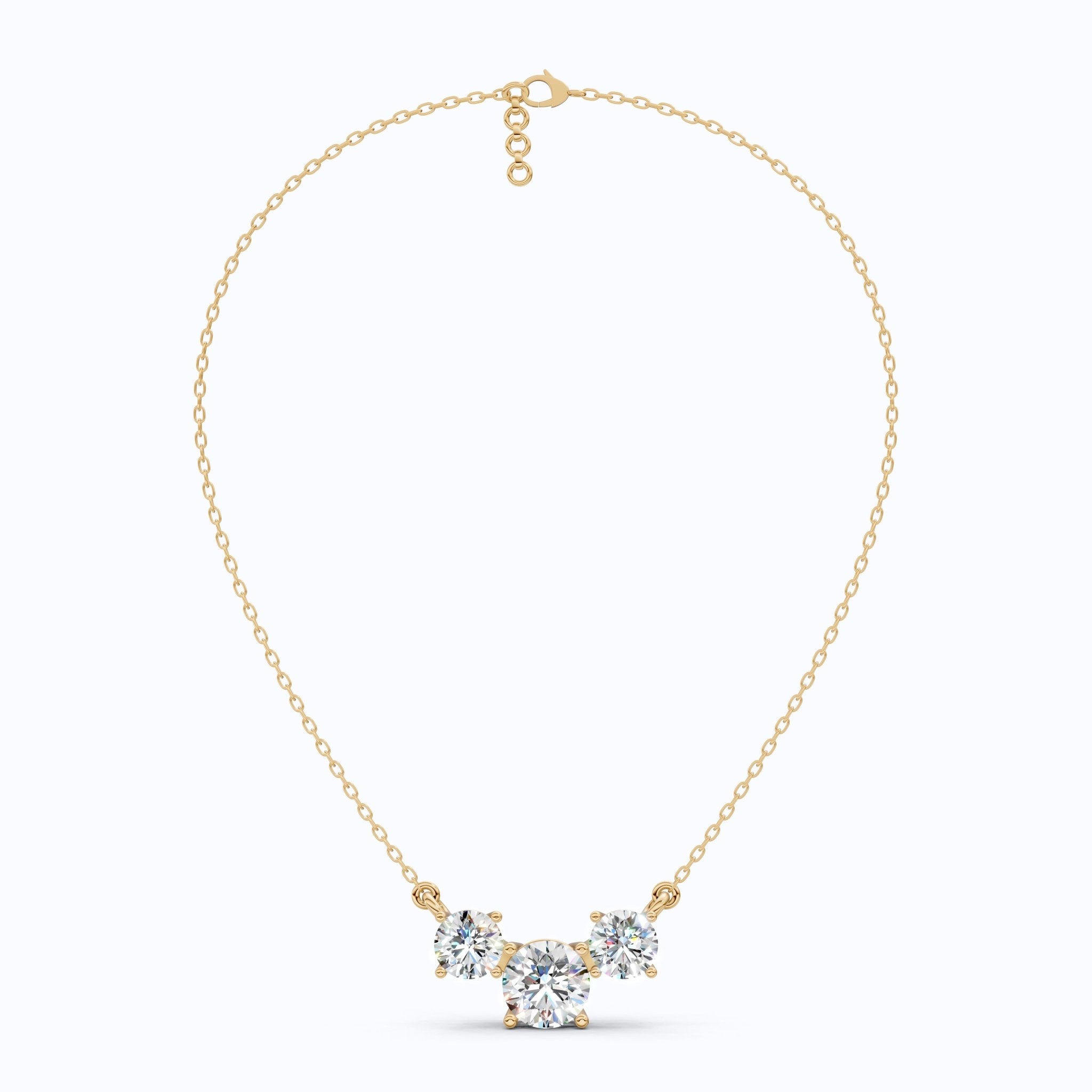Trio Prong Set Wedding Pendant in 14k Solid Gold, 3.38 TCW Round Cut Lab Created Diamonds, Dainty Jewelry Gift, Daily Wear Pendant For Women - Shoora Designs