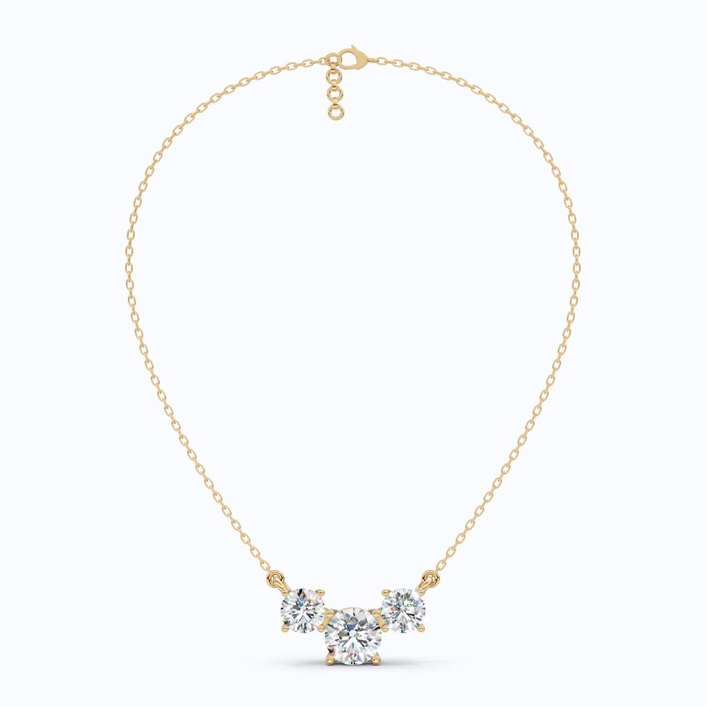 Trio Prong Set Wedding Pendant in 14k Solid Gold, 3.38 TCW Round Cut Lab Created Diamonds, Dainty Jewelry Gift, Daily Wear Pendant For Women - Shoora Designs