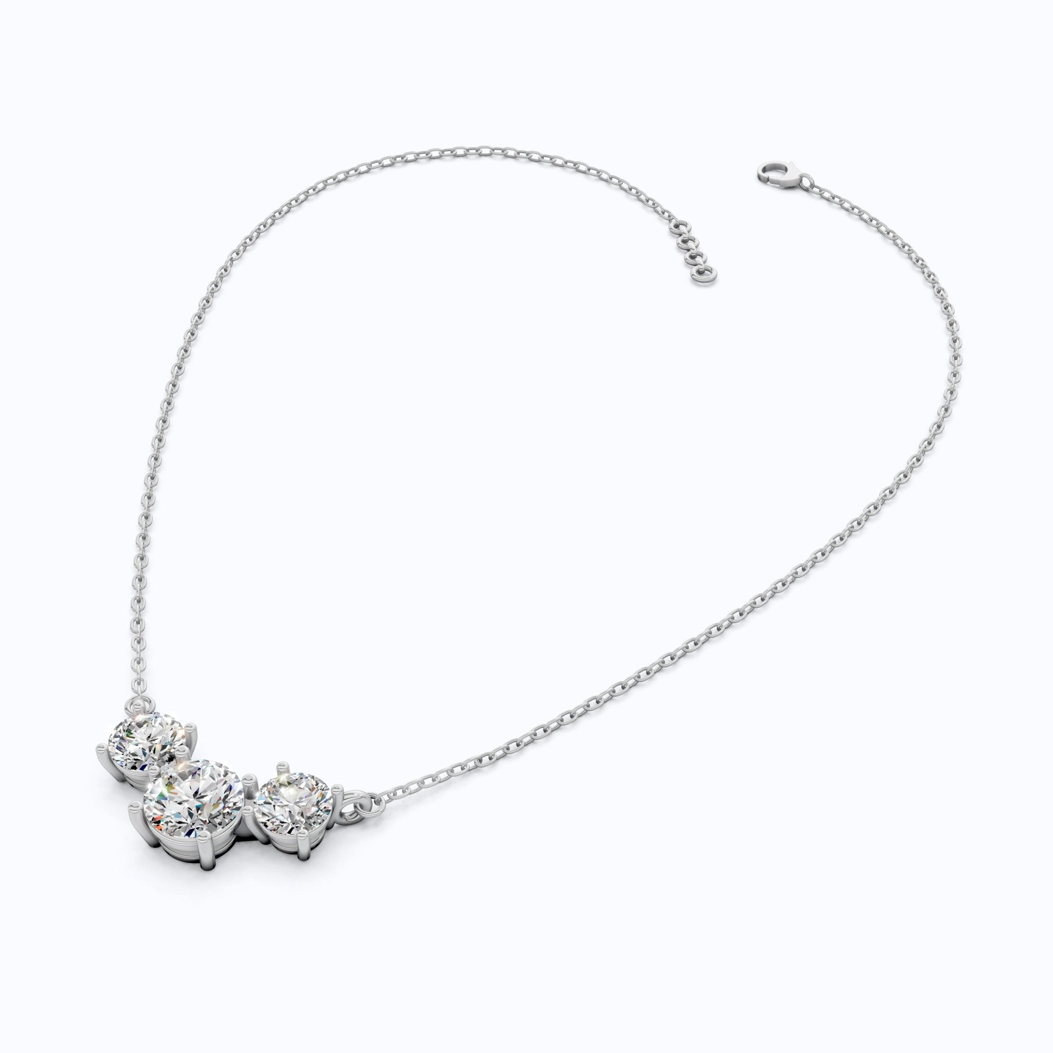 Trio Prong Set Wedding Pendant in 14k Solid Gold, 3.38 TCW Round Cut Lab Created Diamonds, Dainty Jewelry Gift, Daily Wear Pendant For Women - Shoora Designs