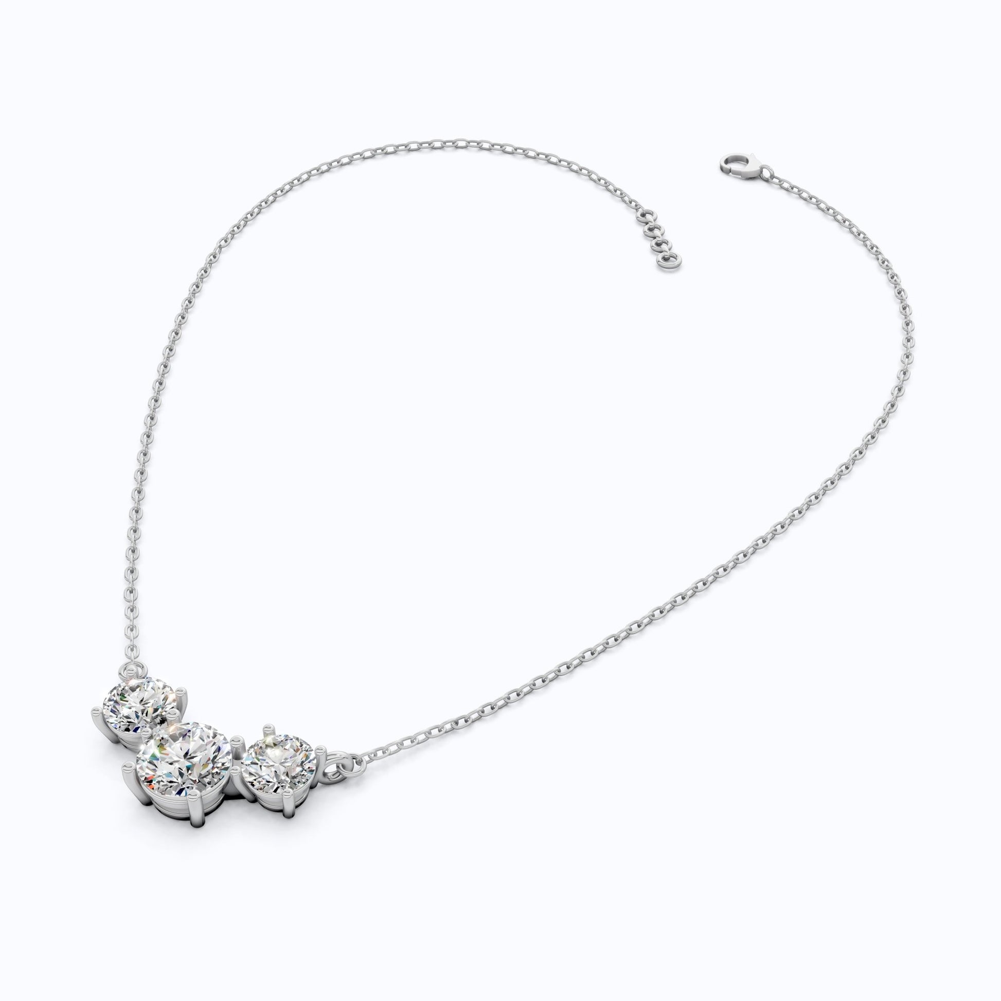Trio Prong Set Wedding Pendant in 14k Solid Gold, 3.38 TCW Round Cut Lab Created Diamonds, Dainty Jewelry Gift, Daily Wear Pendant For Women - Shoora Designs