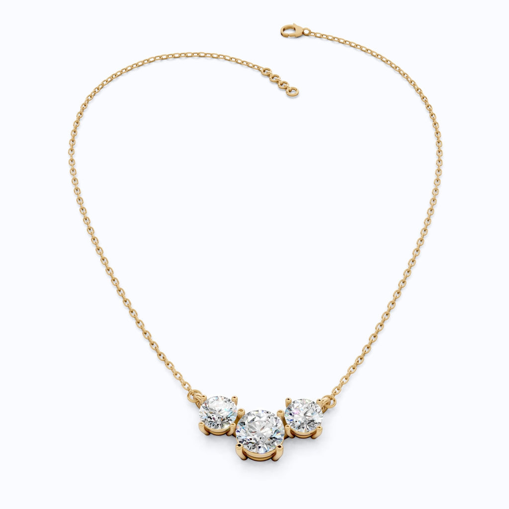 Trio Prong Set Wedding Pendant in 14k Solid Gold, 3.38 TCW Round Cut Lab Created Diamonds, Dainty Jewelry Gift, Daily Wear Pendant For Women - Shoora Designs