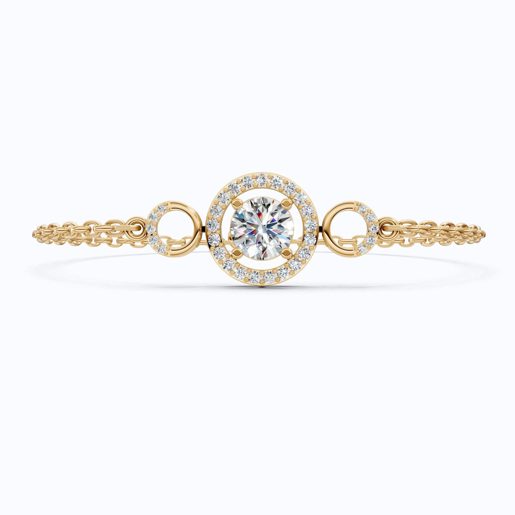 Triple Halo Bar Bracelet in 14k solid Gold, 1.31 TCW Round Cut Lab Grown Diamonds, Everyday Jewelry, Gift For Her - Shoora Designs