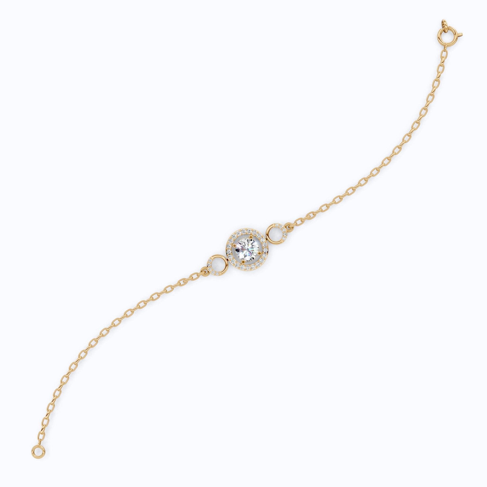 Triple Halo Bar Bracelet in 14k solid Gold, 1.31 TCW Round Cut Lab Grown Diamonds, Everyday Jewelry, Gift For Her - Shoora Designs