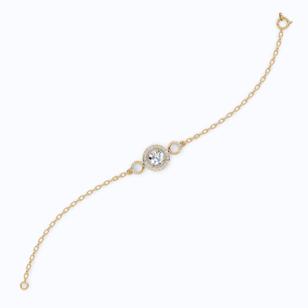 Triple Halo Bar Bracelet in 14k solid Gold, 1.31 TCW Round Cut Lab Grown Diamonds, Everyday Jewelry, Gift For Her - Shoora Designs