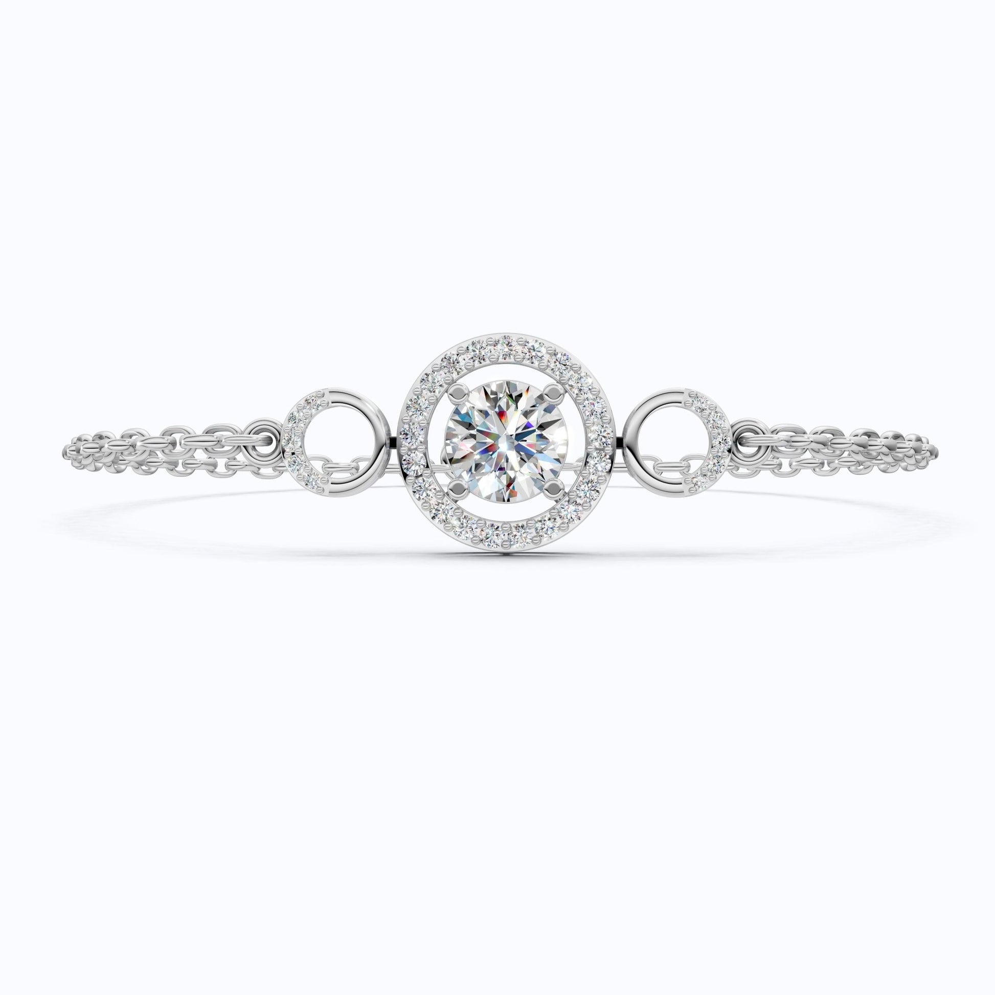 Triple Halo Bar Bracelet in 14k solid Gold, 1.31 TCW Round Cut Lab Grown Diamonds, Everyday Jewelry, Gift For Her - Shoora Designs