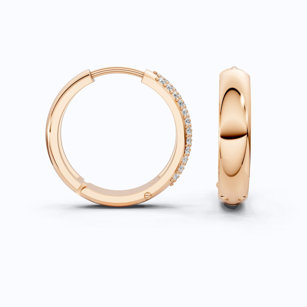 Triple Row Pavé Huggie Hoop Wedding Earrings in Lab Diamond – 14k Solid Gold, Bridal Jewelry, Luxury Gift for Women - Shoora Designs