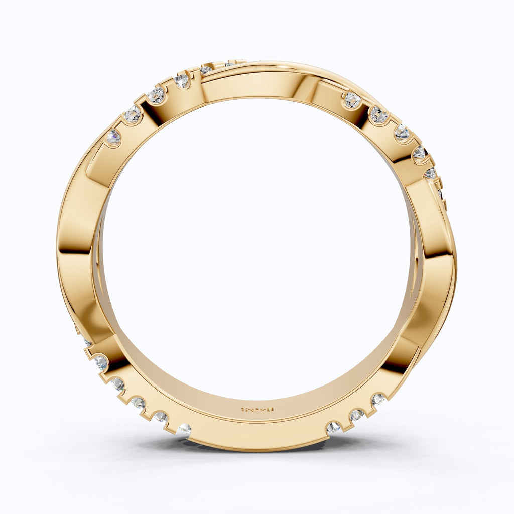 Twisted Infinity Anniversary Wedding Band in 14K Solid Gold, 0.40 TCW Round Cut Lab Created Diamonds, Promise Ring, Bridal Jewelry, Gift for Her - Shoora Designs