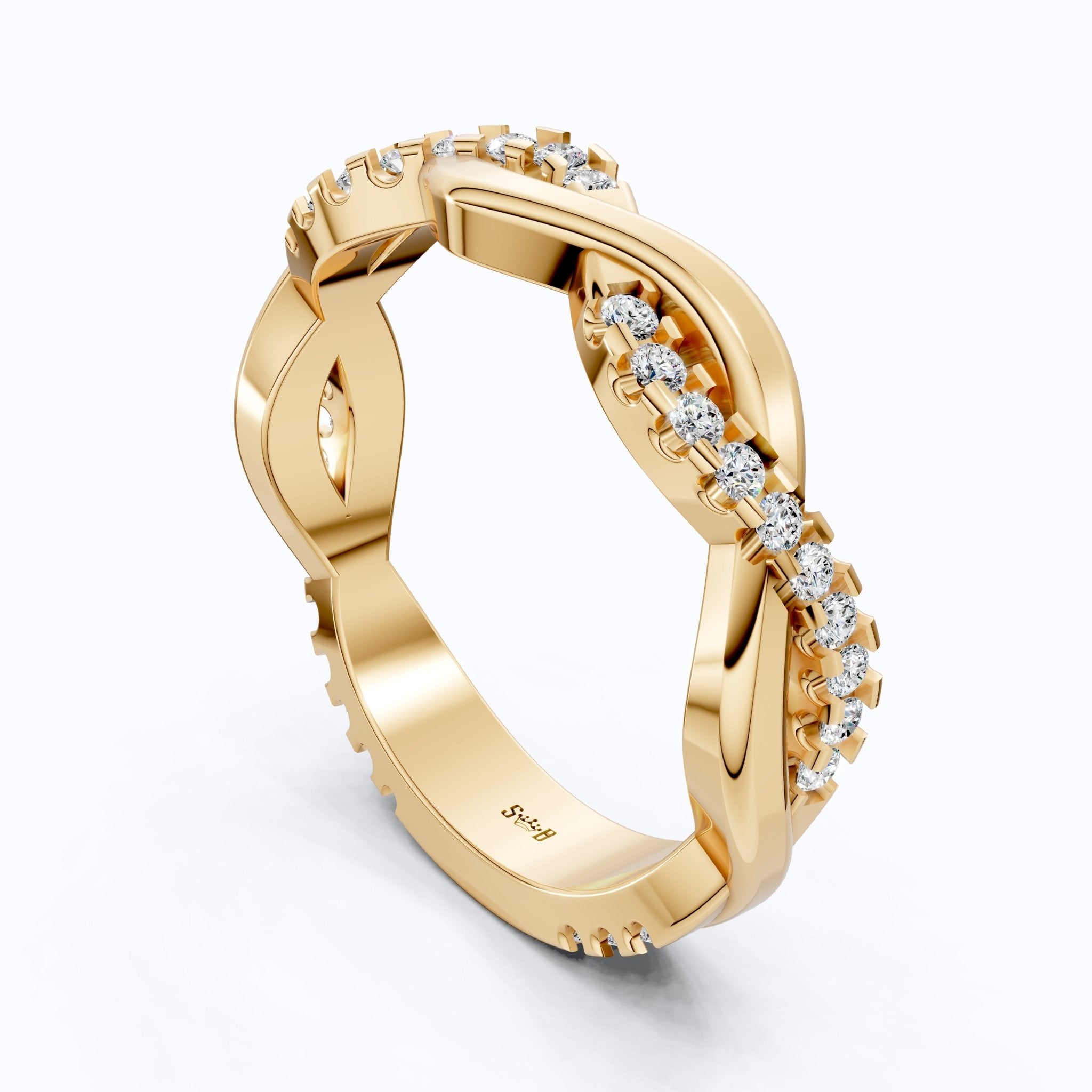 Twisted Infinity Anniversary Wedding Band in 14K Solid Gold, 0.40 TCW Round Cut Lab Created Diamonds, Promise Ring, Bridal Jewelry, Gift for Her - Shoora Designs