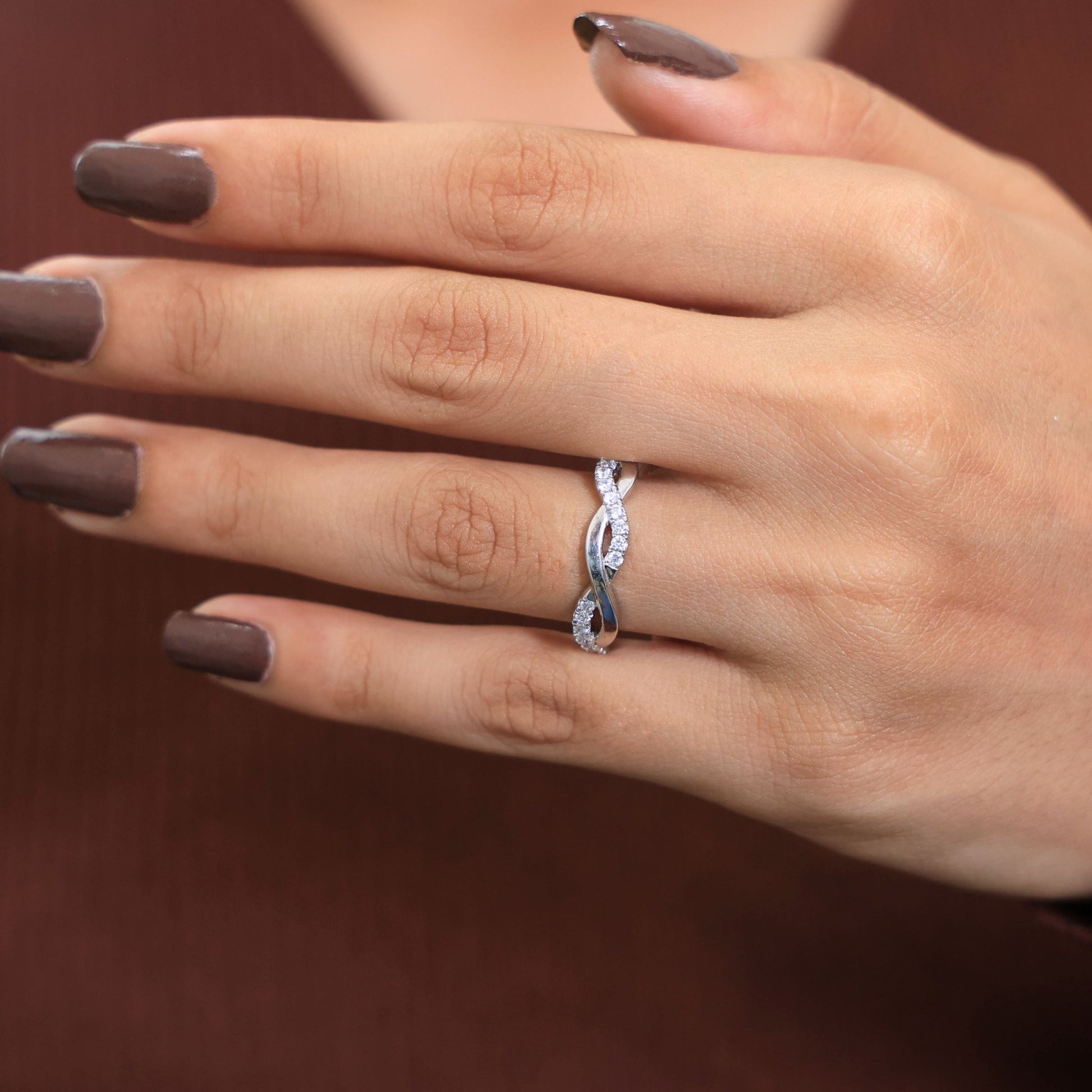 Twisted Infinity Anniversary Wedding Band in 14K Solid Gold, 0.40 TCW Round Cut Lab Created Diamonds, Promise Ring, Bridal Jewelry, Gift for Her - Shoora Designs