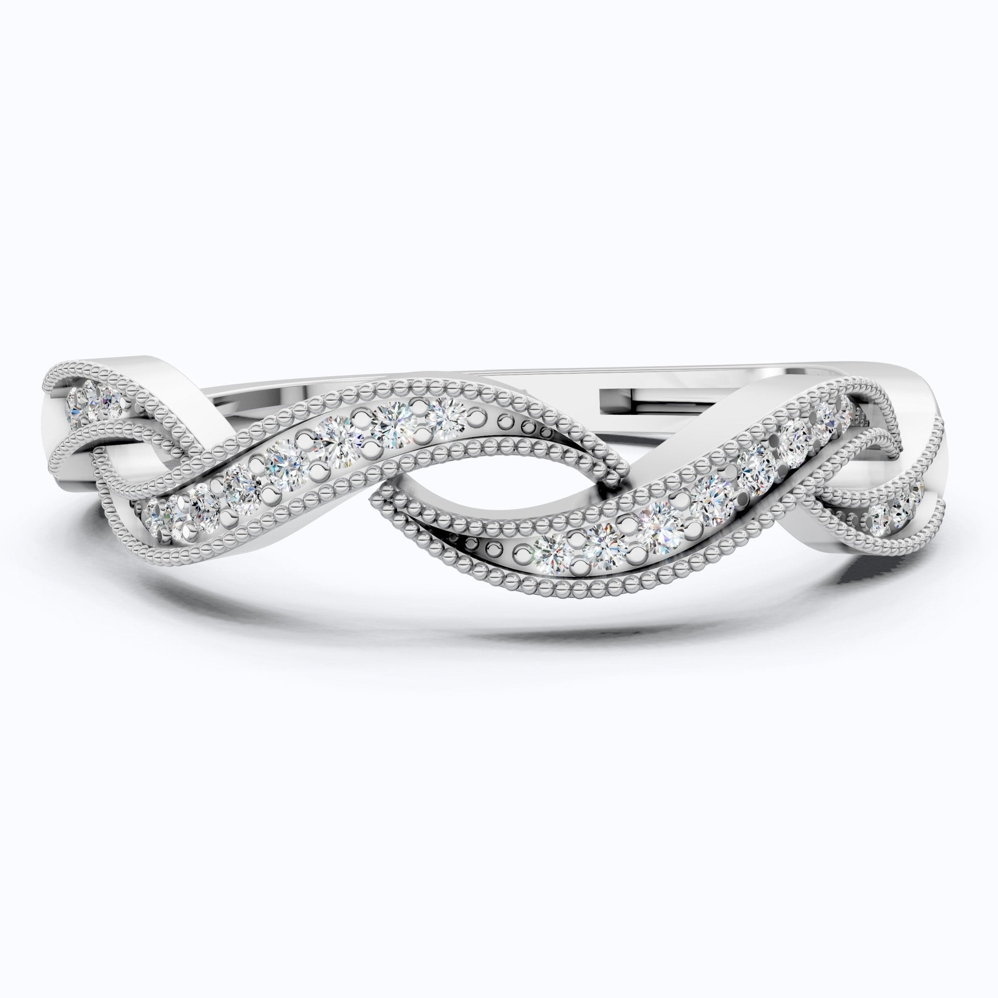 Twisted Milgrain Diamond Engagement Ring in 14k Solid Gold, Antique Style Braided Twist Wedding Ring, Handmade Jewelry - Shoora Designs