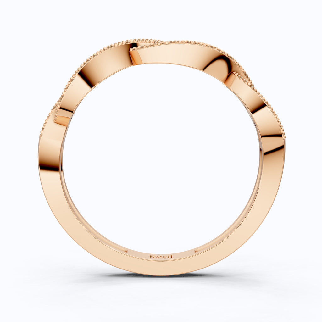 Twisted Milgrain Diamond Engagement Ring in 14k Solid Gold, Antique Style Braided Twist Wedding Ring, Handmade Jewelry - Shoora Designs