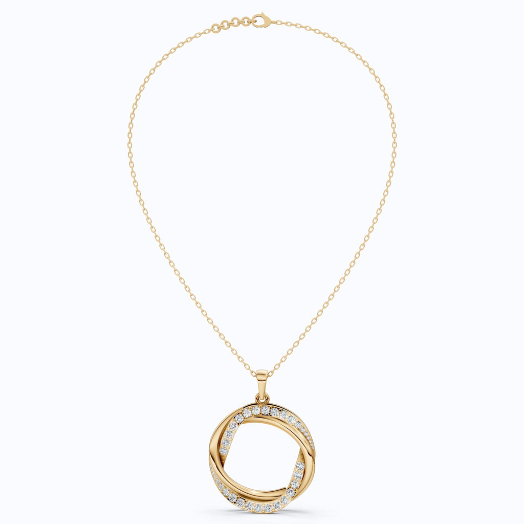 Unique Criss Cross Round Daily Wear Pendant 14K Solid Gold, 1.49 Round Cut Lab Created Diamonds, Anniversary Gift for Her, Elegant Jewelry - Shoora Designs