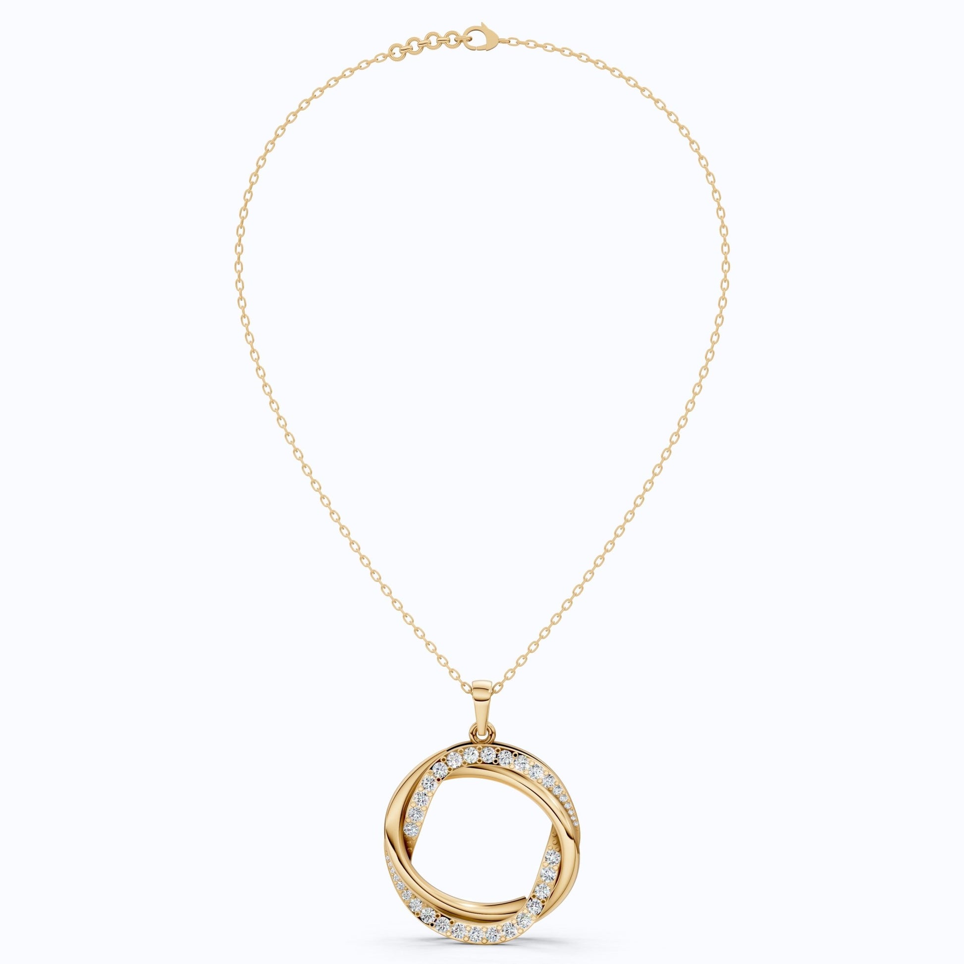 Unique Criss Cross Round Daily Wear Pendant 14K Solid Gold, 1.49 Round Cut Lab Created Diamonds, Anniversary Gift for Her, Elegant Jewelry - Shoora Designs