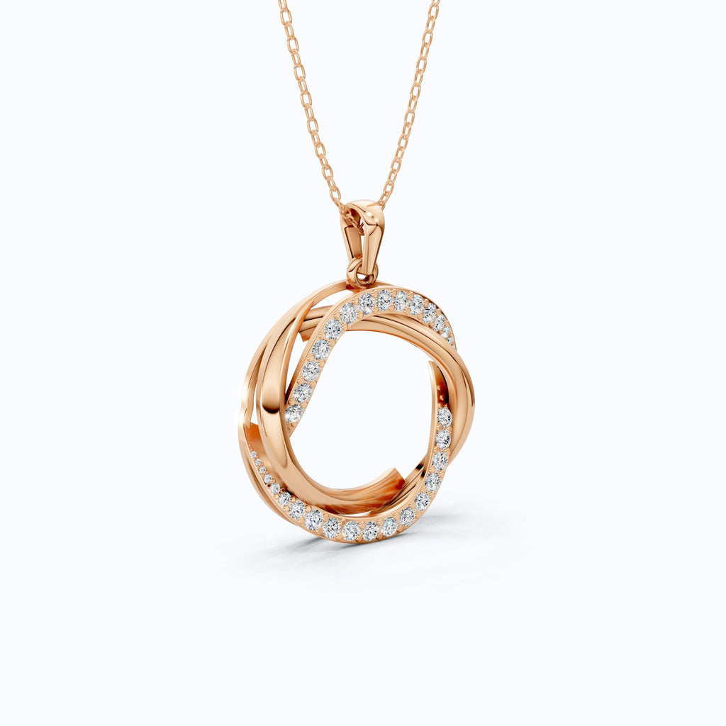 Unique Criss Cross Round Daily Wear Pendant 14K Solid Gold, 1.49 Round Cut Lab Created Diamonds, Anniversary Gift for Her, Elegant Jewelry - Shoora Designs