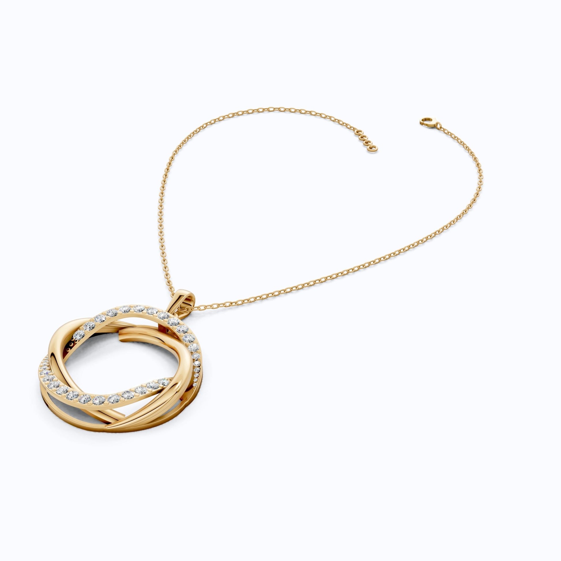 Unique Criss Cross Round Daily Wear Pendant 14K Solid Gold, 1.49 Round Cut Lab Created Diamonds, Anniversary Gift for Her, Elegant Jewelry - Shoora Designs