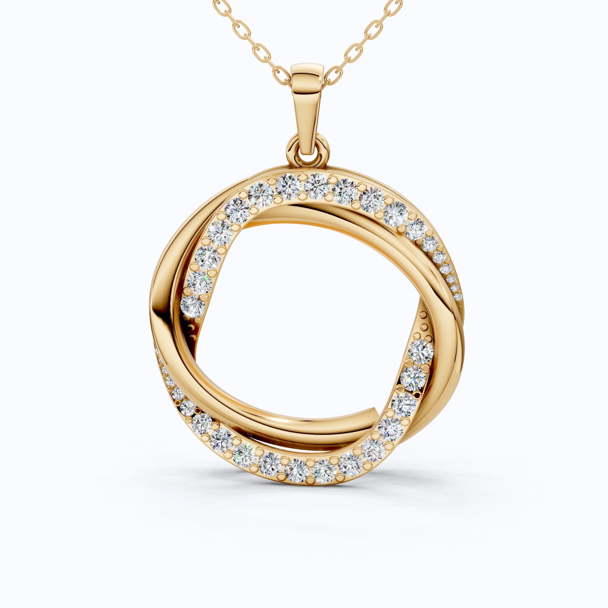 Unique Criss Cross Round Daily Wear Pendant 14K Solid Gold, 1.49 Round Cut Lab Created Diamonds, Anniversary Gift for Her, Elegant Jewelry - Shoora Designs