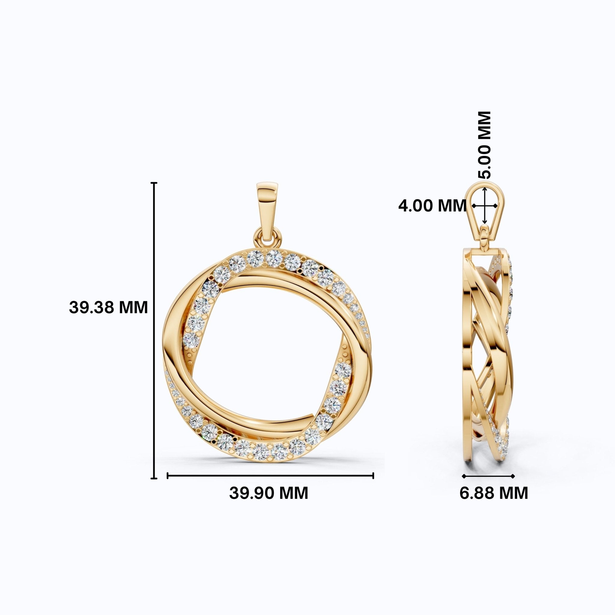 Unique Criss Cross Round Daily Wear Pendant 14K Solid Gold, 1.49 Round Cut Lab Created Diamonds, Anniversary Gift for Her, Elegant Jewelry - Shoora Designs