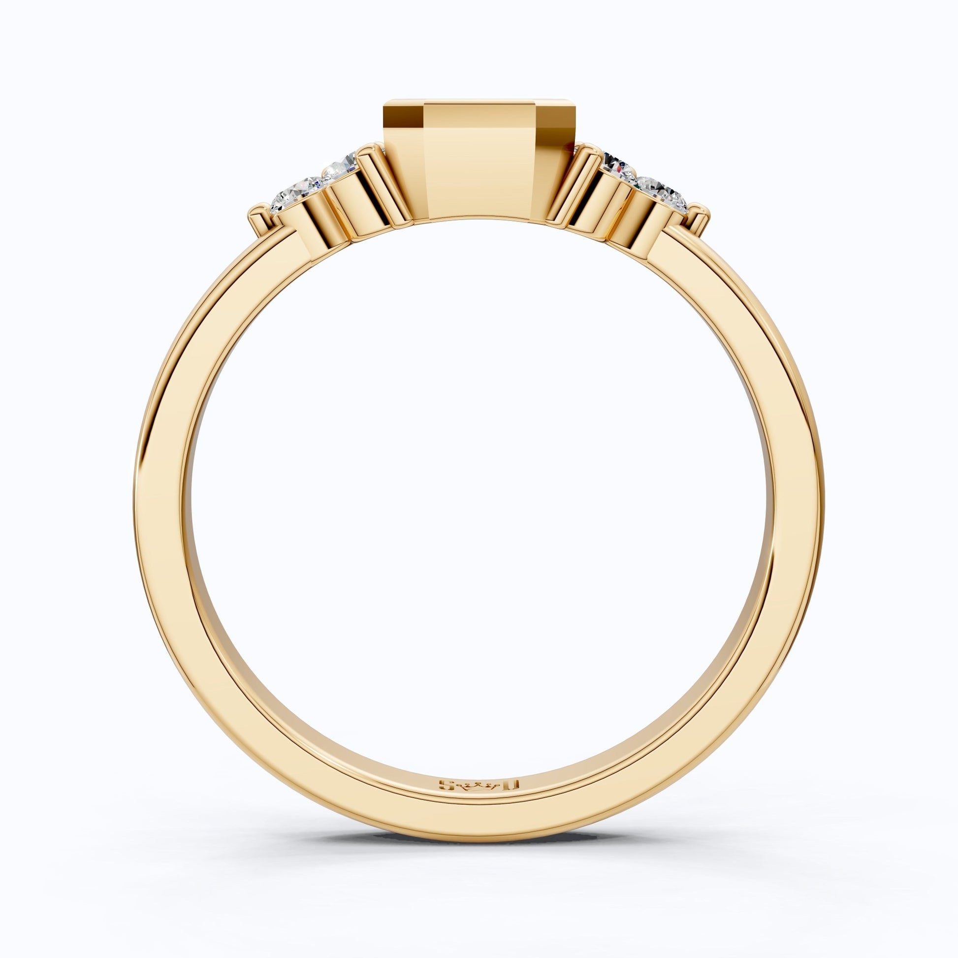 Unique Emerald Centerpiece Engagement Ring in 14K Solid Gold, 0.45 CT Emerald Cut Lab Created Diamond, Engagement Ring, Gift For Her - Shoora Designs