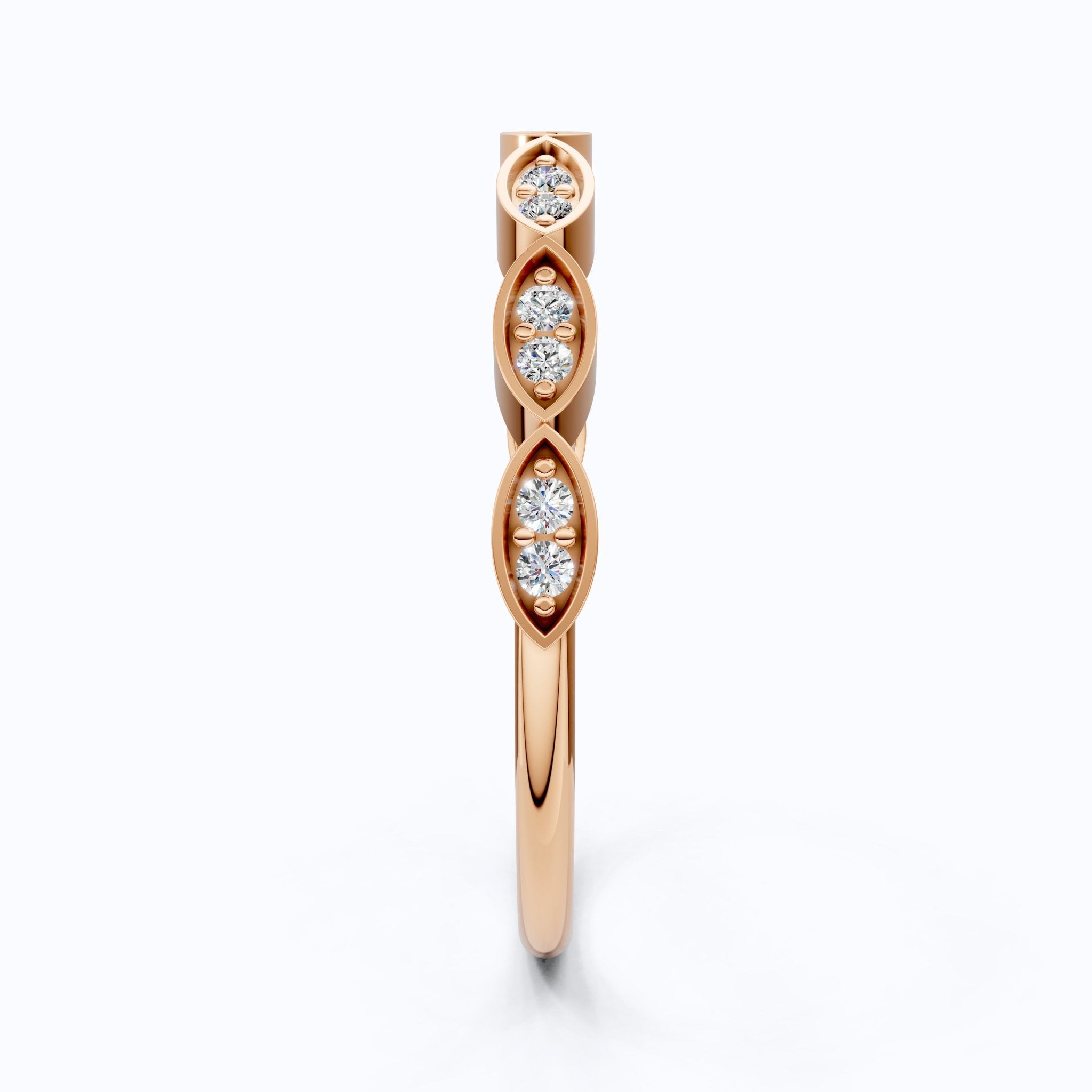 Unique Illusion Marquise Wedding Band in 14K Solid Gold,0.11 TCW Round Cut Lab Created Diamonds, Anniversary Ring, Fashion Jewelry, Gift For Her - Shoora Designs