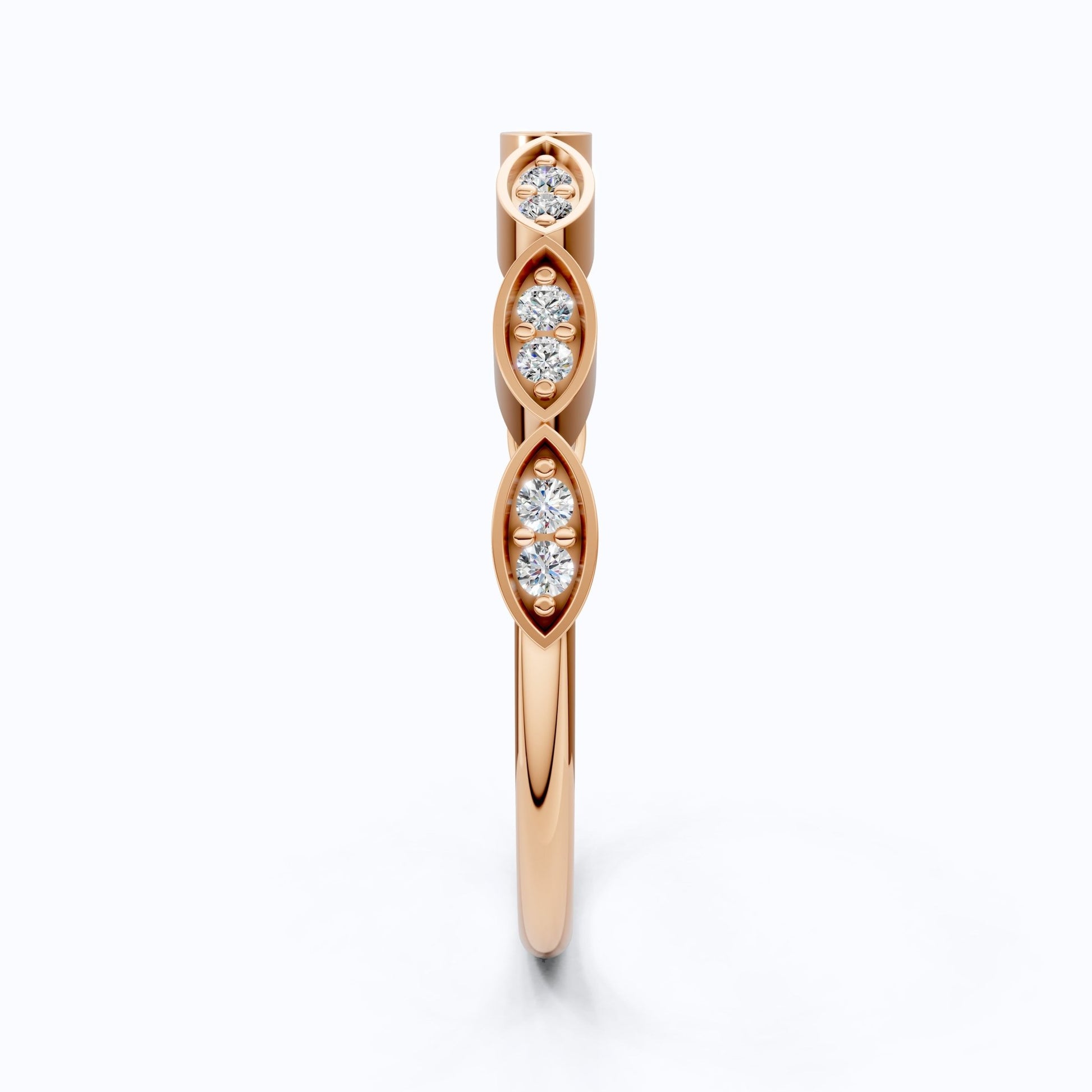 Unique Illusion Marquise Wedding Band in 14K Solid Gold,0.11 TCW Round Cut Lab Created Diamonds, Anniversary Ring, Fashion Jewelry, Gift For Her - Shoora Designs