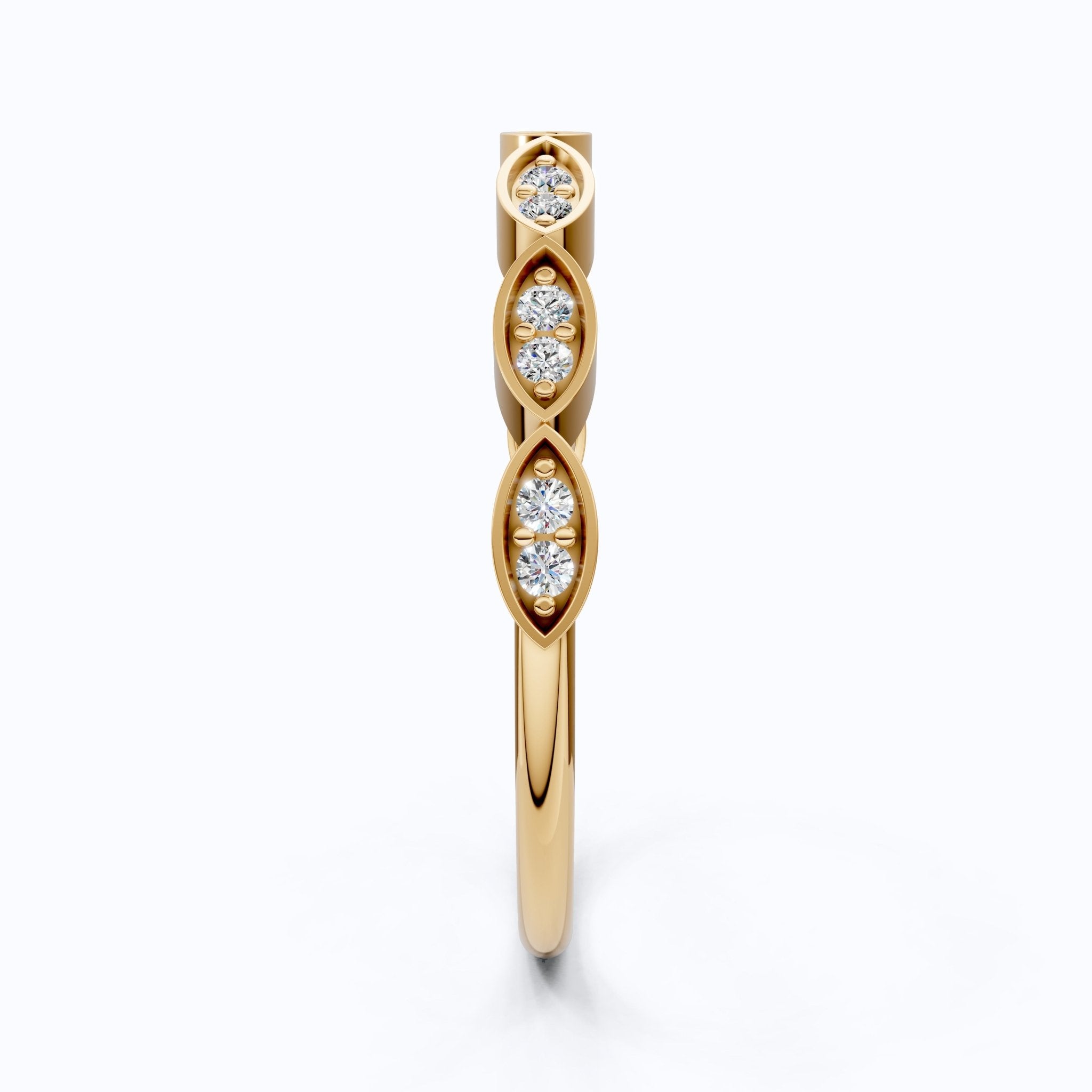 Unique Illusion Marquise Wedding Band in 14K Solid Gold,0.11 TCW Round Cut Lab Created Diamonds, Anniversary Ring, Fashion Jewelry, Gift For Her - Shoora Designs