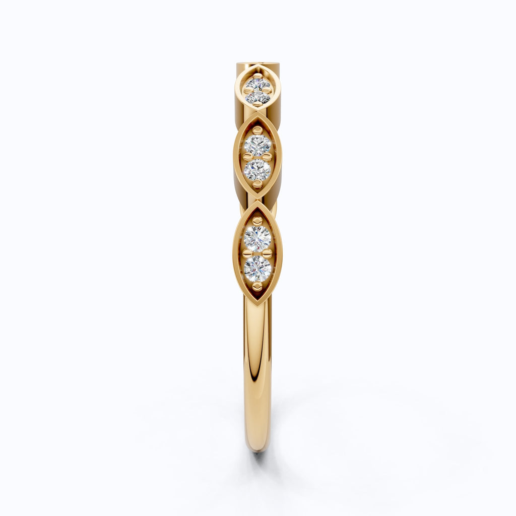 Unique Illusion Marquise Wedding Band in 14K Solid Gold,0.11 TCW Round Cut Lab Created Diamonds, Anniversary Ring, Fashion Jewelry, Gift For Her - Shoora Designs